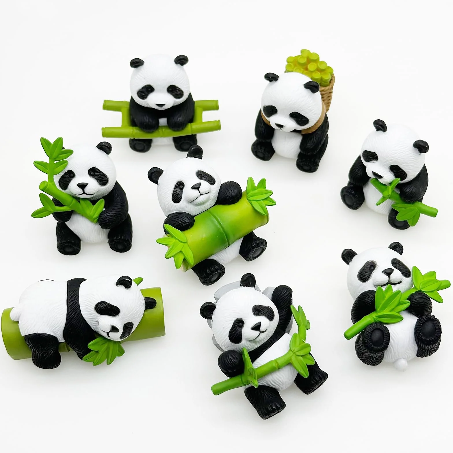 Cayway 8 figuras de mini panda, decoración de panda, animales de jardín de hadas para macetas, bonsái, decoración de paisajismo