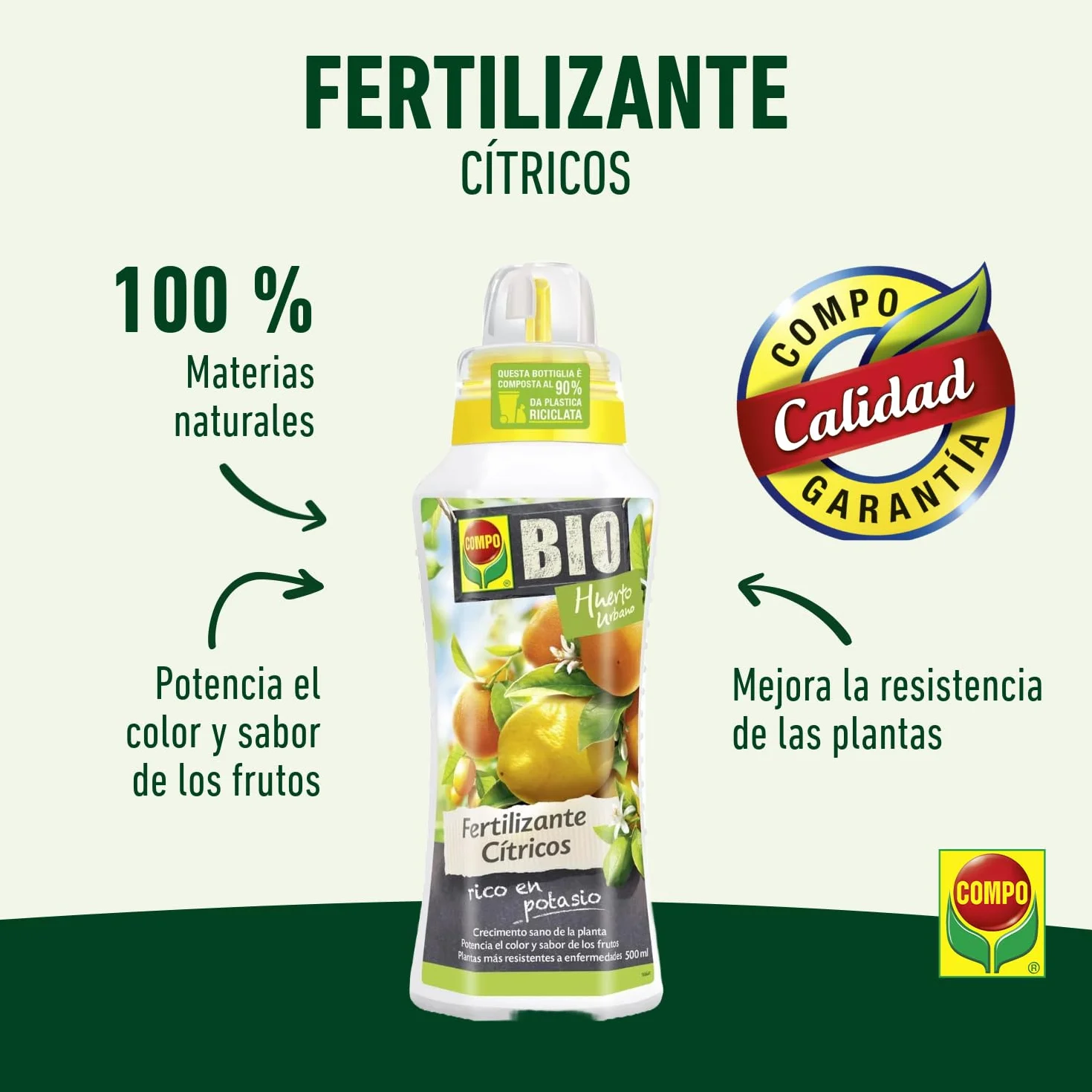 COMPO Fertilizante Cítricos Huerto Urbano, Rico en Potasio, 500mL