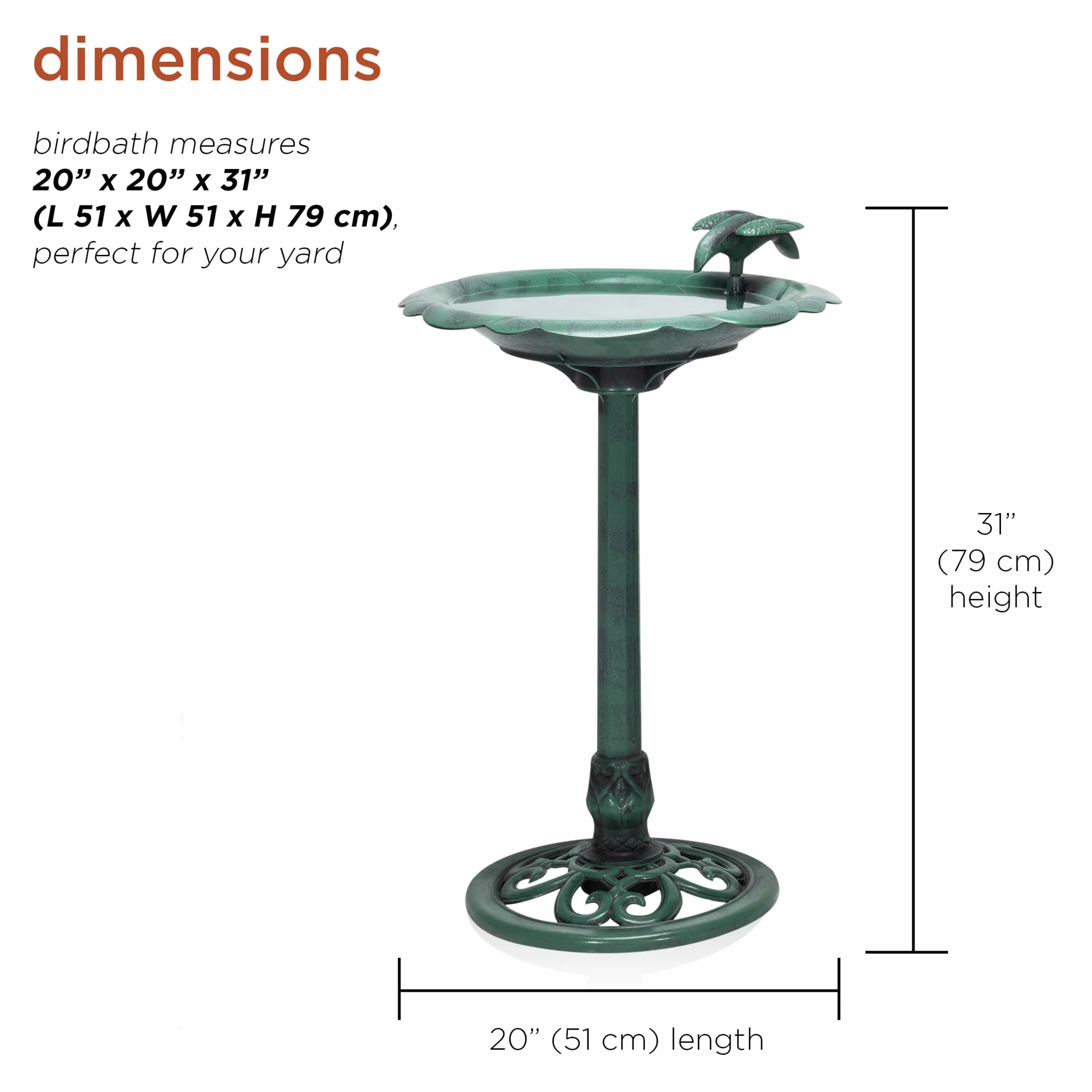Alpine TEC114 Corporation Bañera para pájaros 79 cm Verde Flores