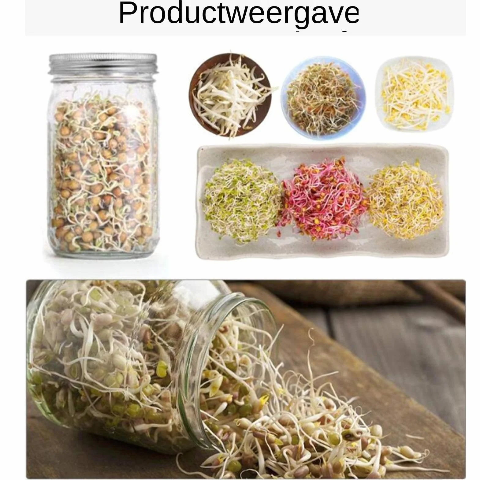 Frasco Germinador Con Ancha con Rejilla de Acero Inoxidable con Opaca y | Kit Germinador de Brotes Para Hogar Cocina Sala De Estar Balcón Legumbres Frutos Secos Granos Brócoli