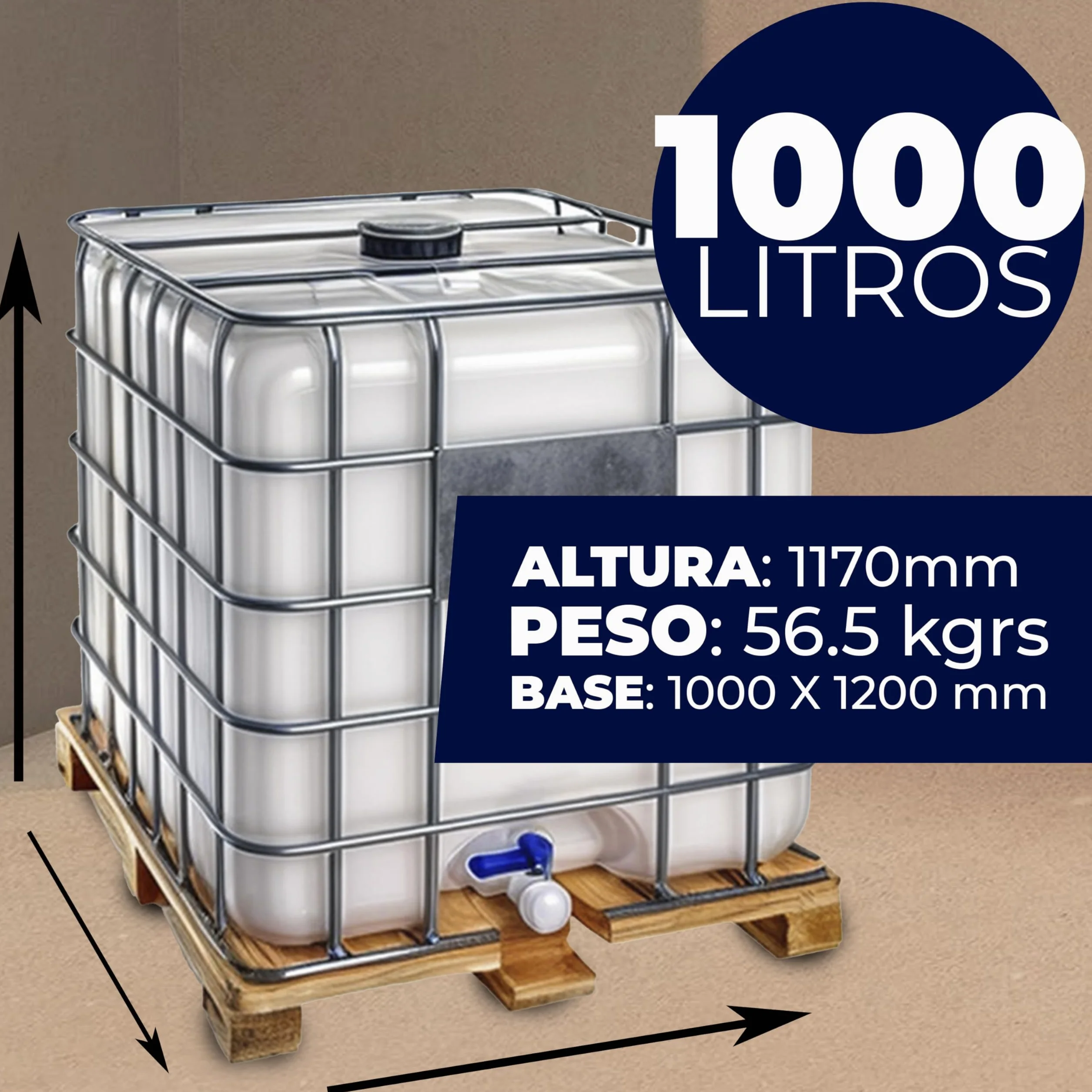 IBC-GRG Contenedor depósito 1000 litros con palet de madera