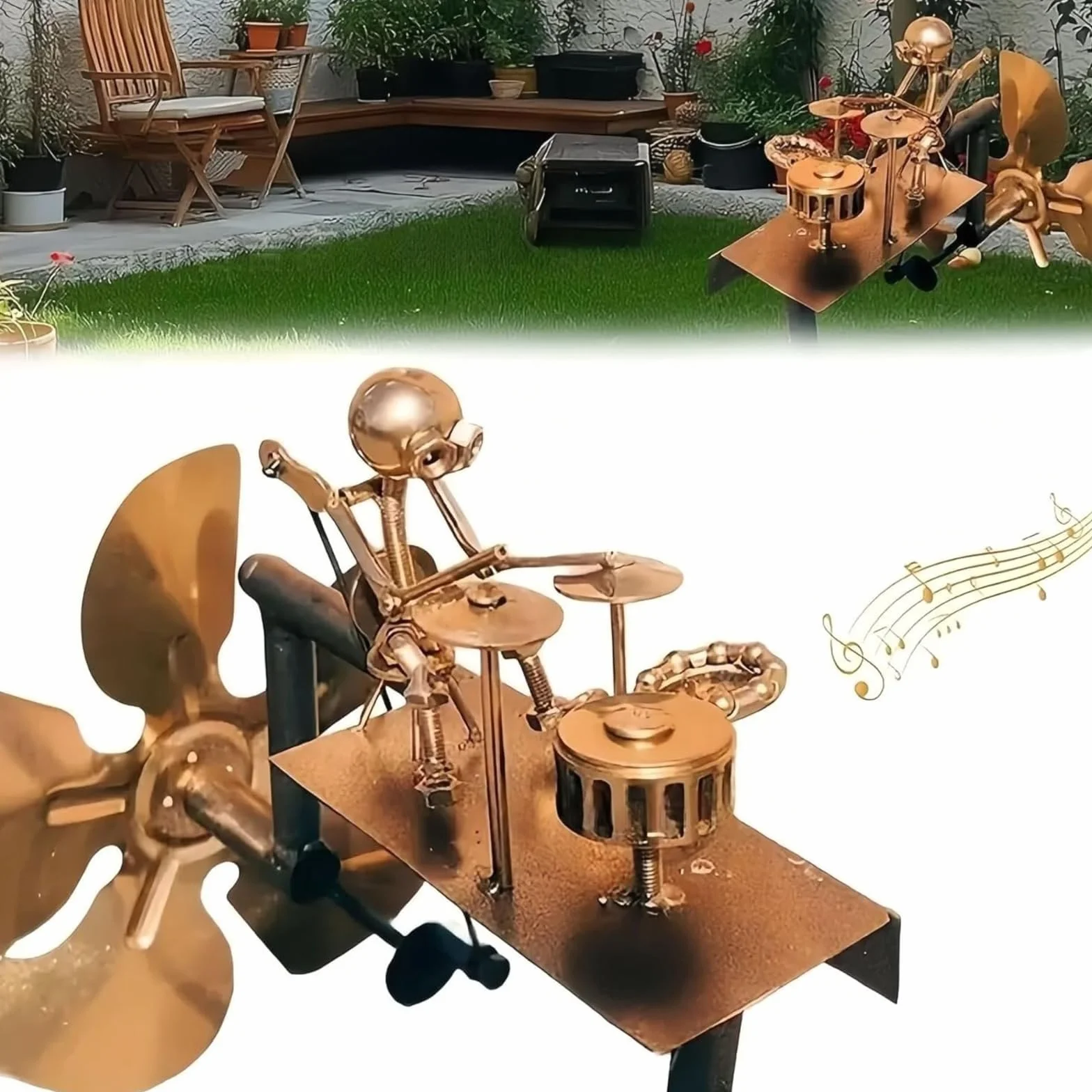 Molino de viento de metal hecho a mano 32 cm para jardín terraza exterior