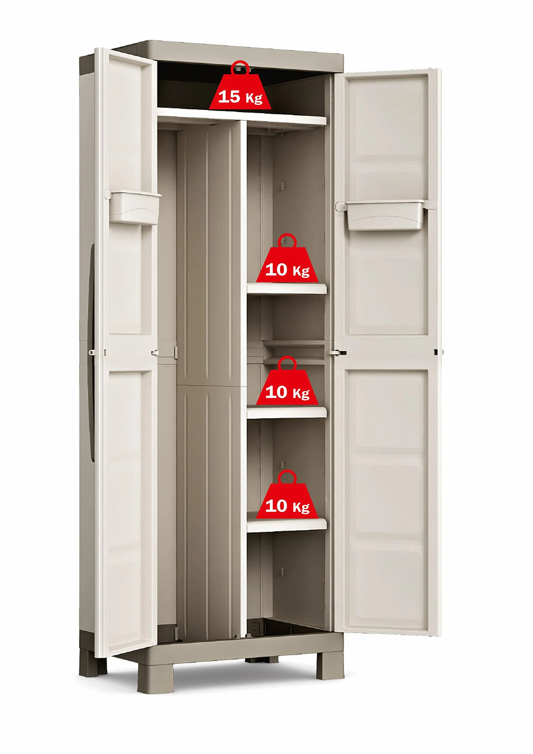 Keter Armario Escobero Excellence 182x65x45 cm Resina 2 Puertas 4 Baldas Arena/Gris
