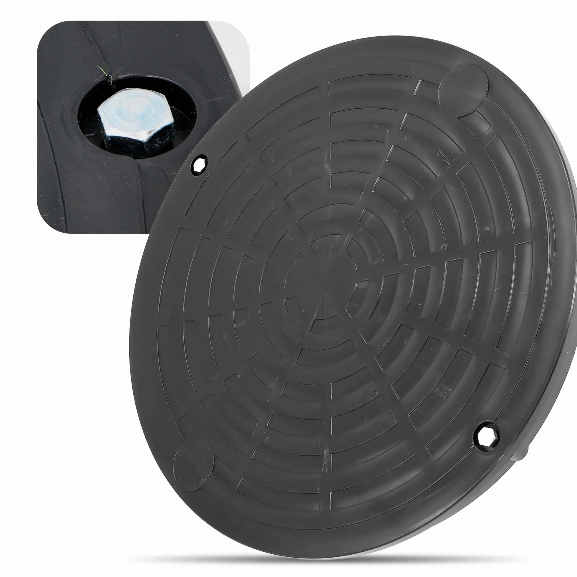 Millto Tapa de alcantarillado de plástico redondo DN340 negro PP Kl.A15 carga 1,5 t