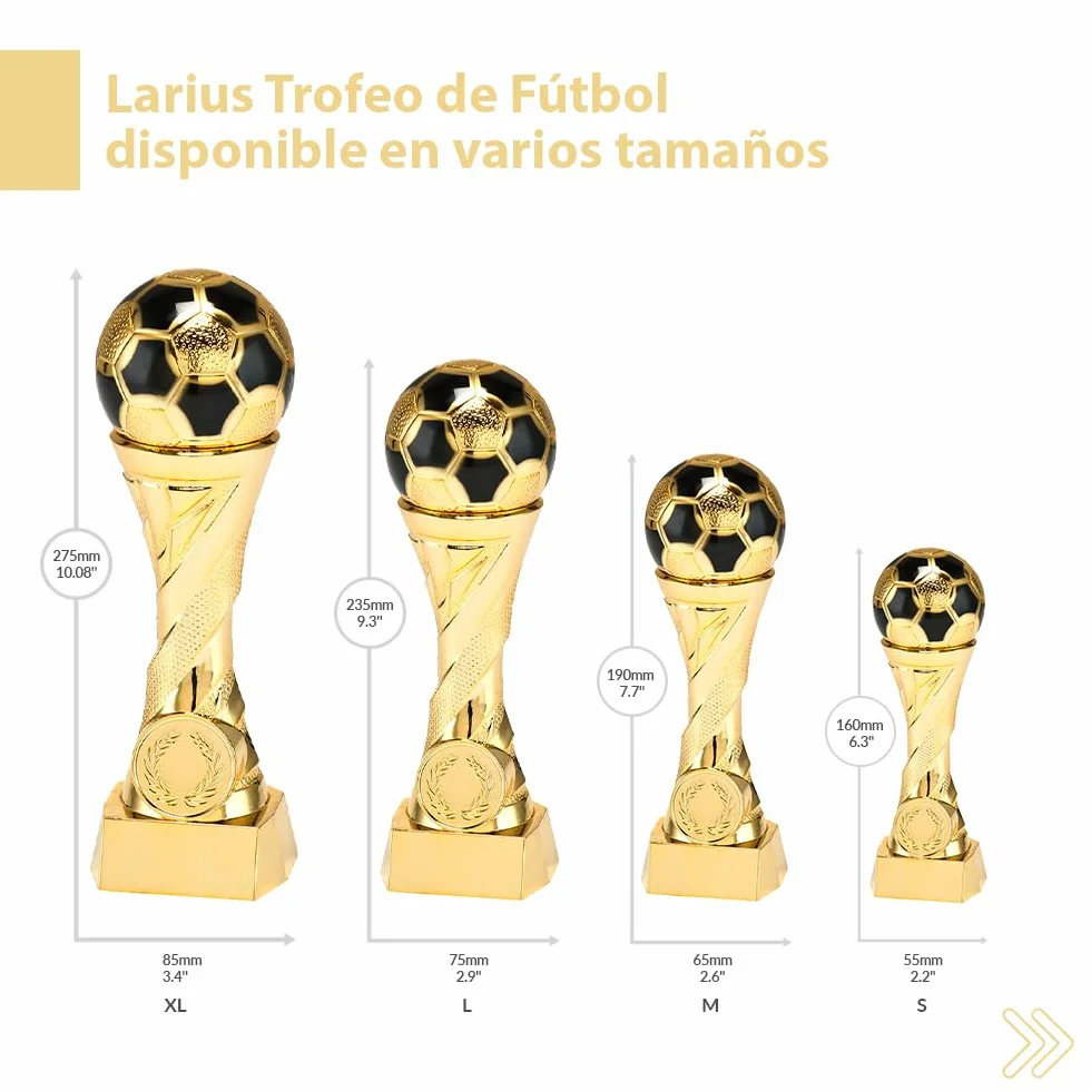 Larius Trofeo de fútbol Oro Plata Grabado Personalizado