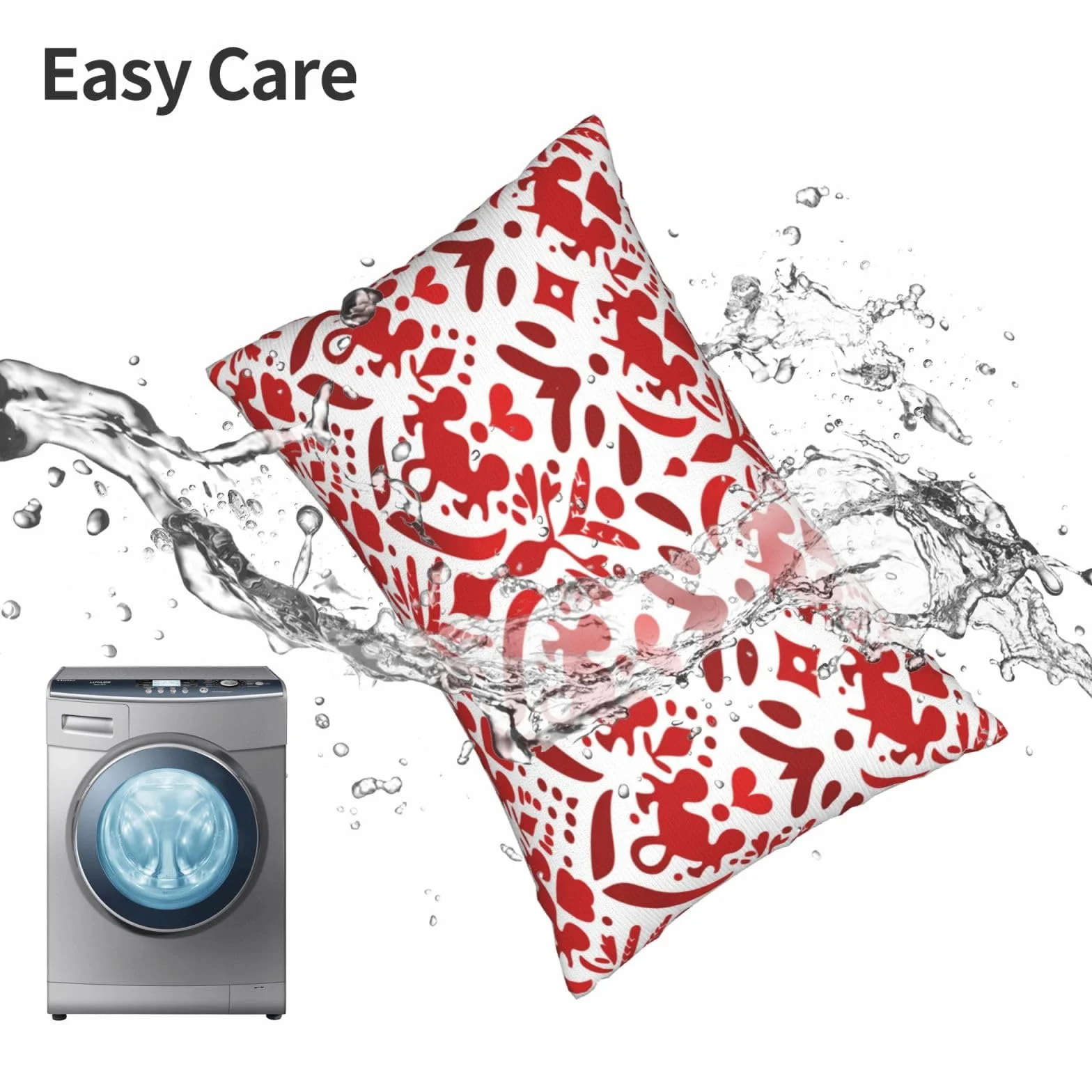 Funda Cojin 30x50 cm Rojo Impermeable 2 Piezas Boho para Exterior Jardin Patio