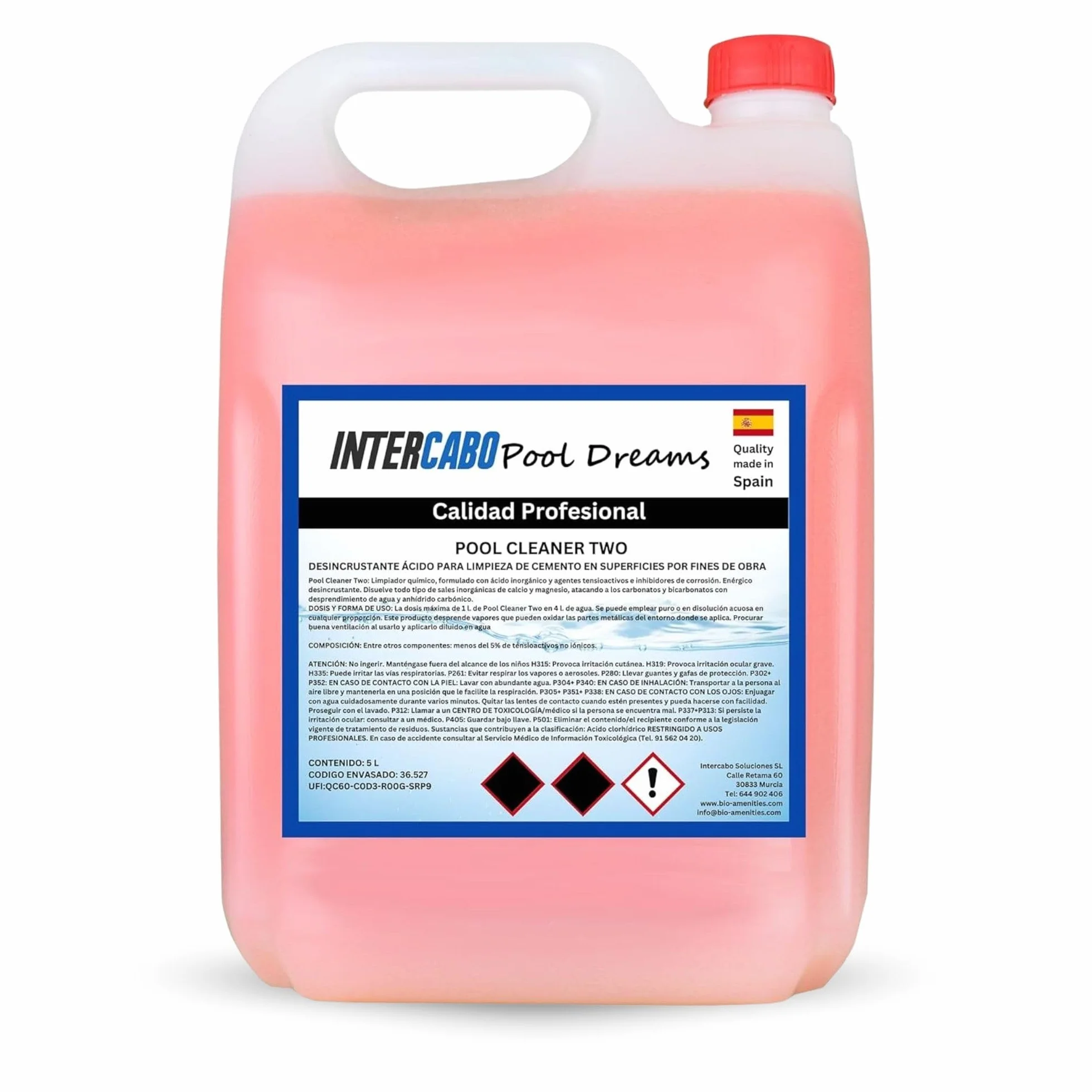 Desincrustante Químico Garrafa 5L para Piscinas y Limpieza Industrial