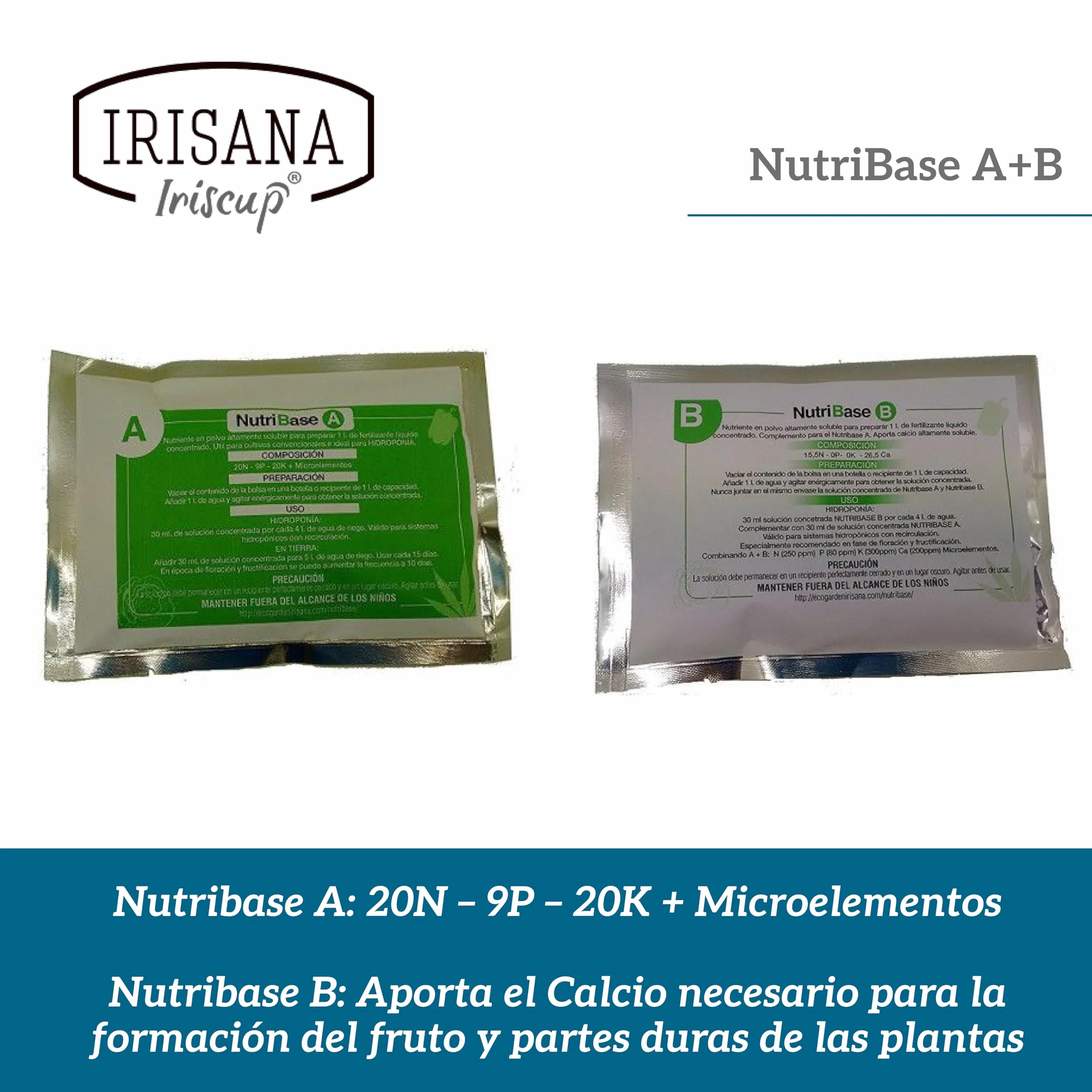 Irisana NutriBase A+B Fertilizante Hidropónico 1 l Calcio Extra Huerto Urbano