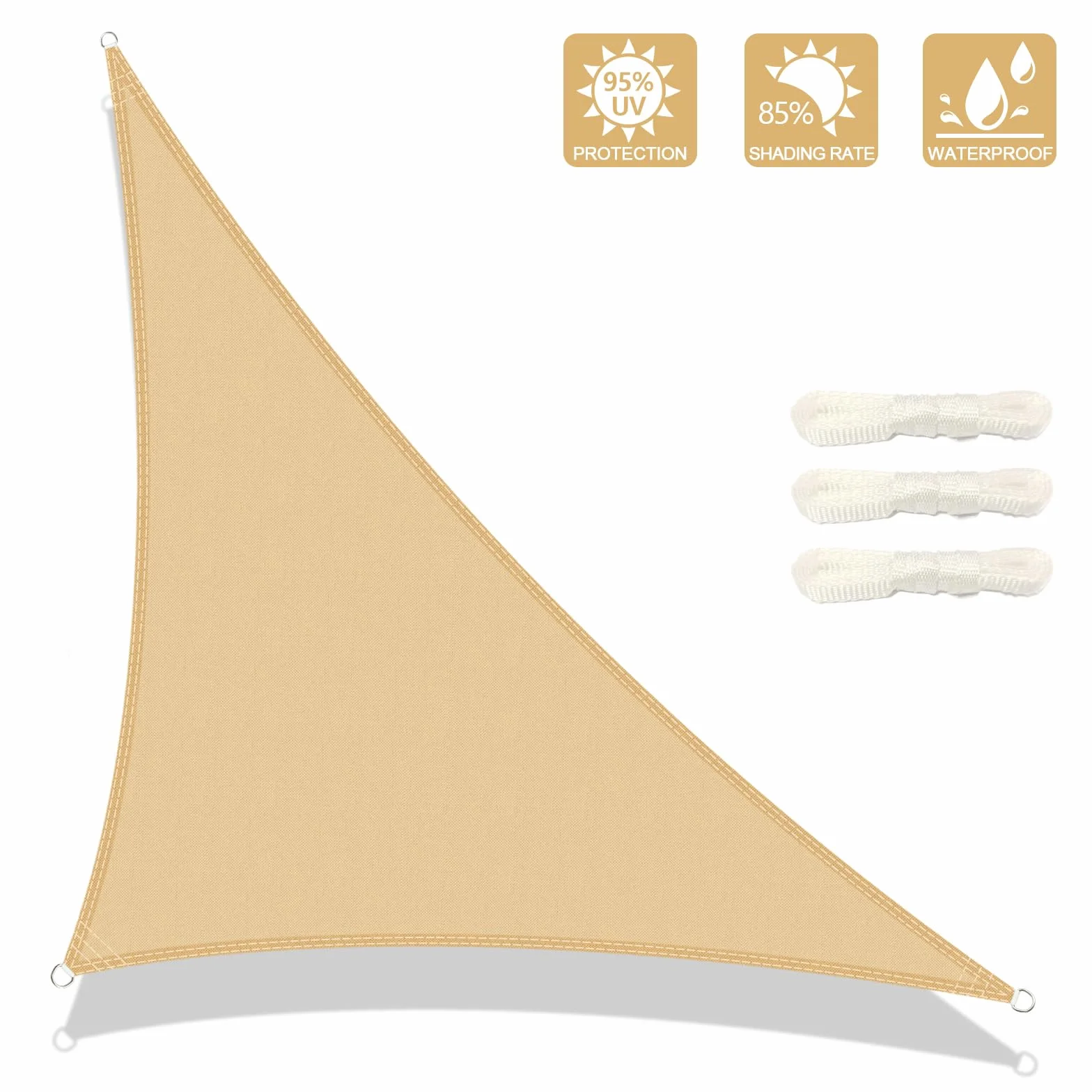 Toldo Vela de Sombra Impermeable Triangular 3x3x4,25m Protección Rayos UV para Exterior Terraza Patio Jardín