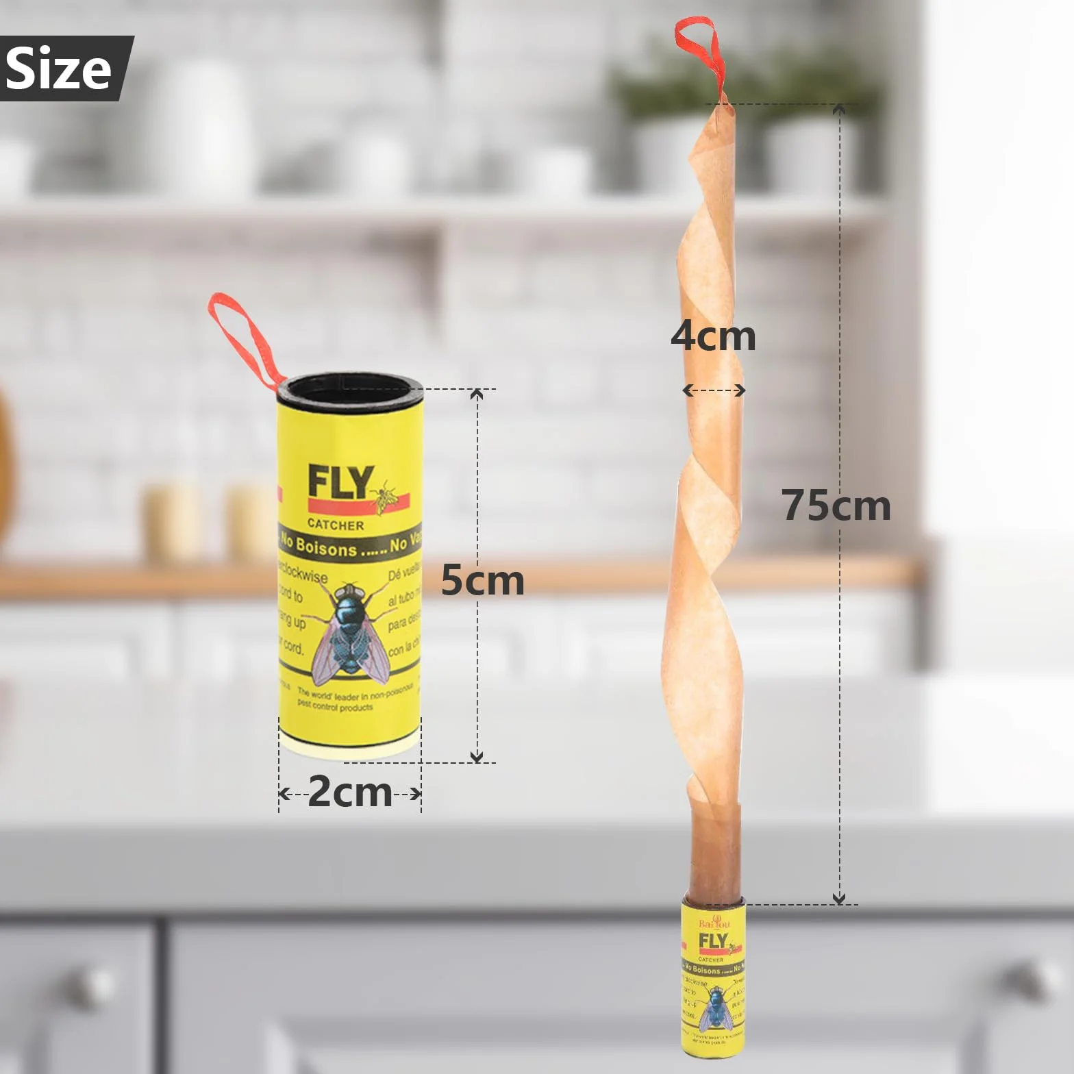 WD&CD 22 Pcs Papel Fly Catcher, Rollos Atrapa Moscas Frutas Pegajoso, Adhesivo Trampa Moscas Fruta Control Mosquitos Insectos Voladores Amarillo