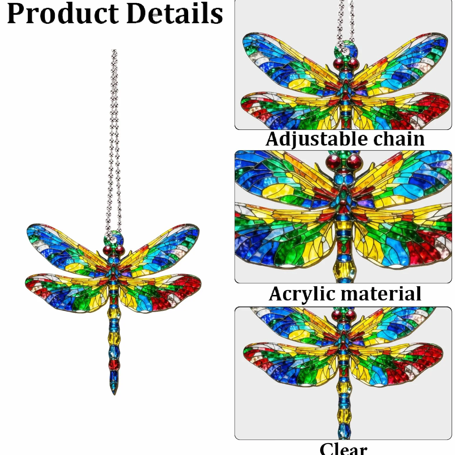 CREATCABIN Atrapasol Libélula Acrílico Adorno Colgante Decorativo para Ventana 2 Piezas 8x7.8cm