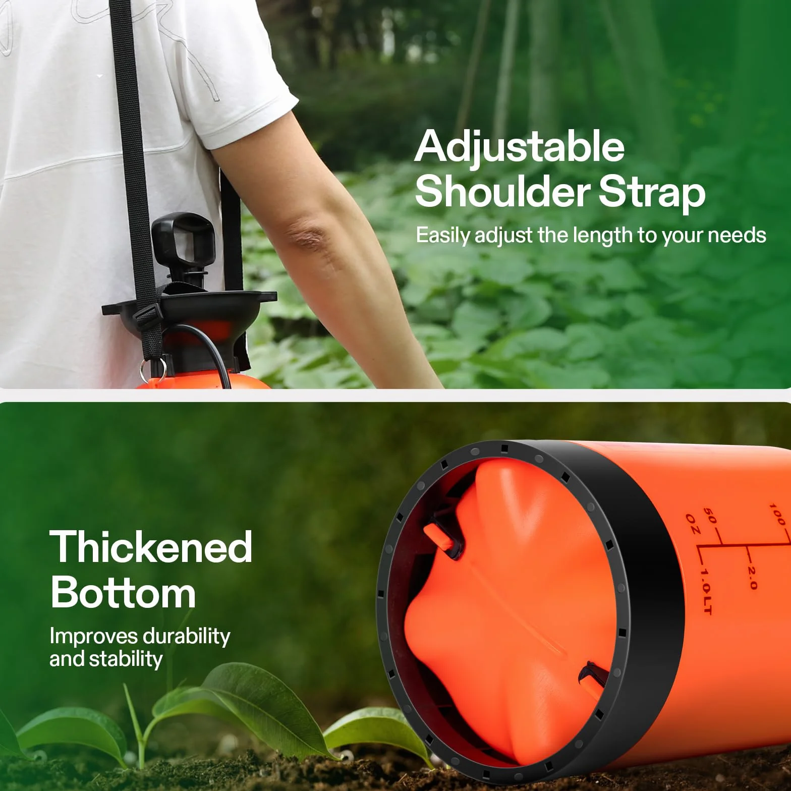 VIVOSUN Pulverizador Rociador de Presión de Bomba de 8L, con Correa para el Hombro y Boquilla Ajustable, para Riego de Plantas, Jardinería, Aplicación de Tratamientos y Limpieza Doméstica Naranja