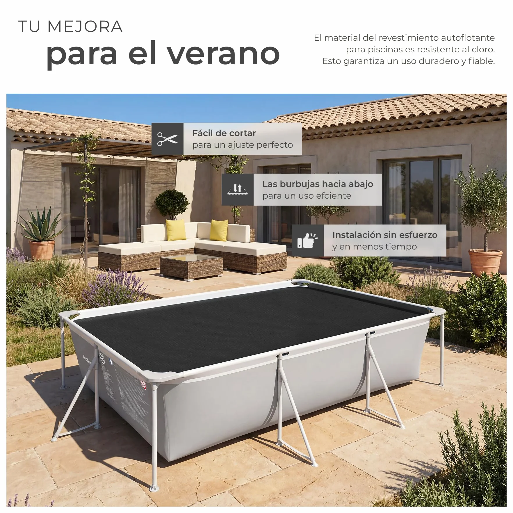 Cobertor Solar para Piscina Desmontable 160 x 260 cm Negro