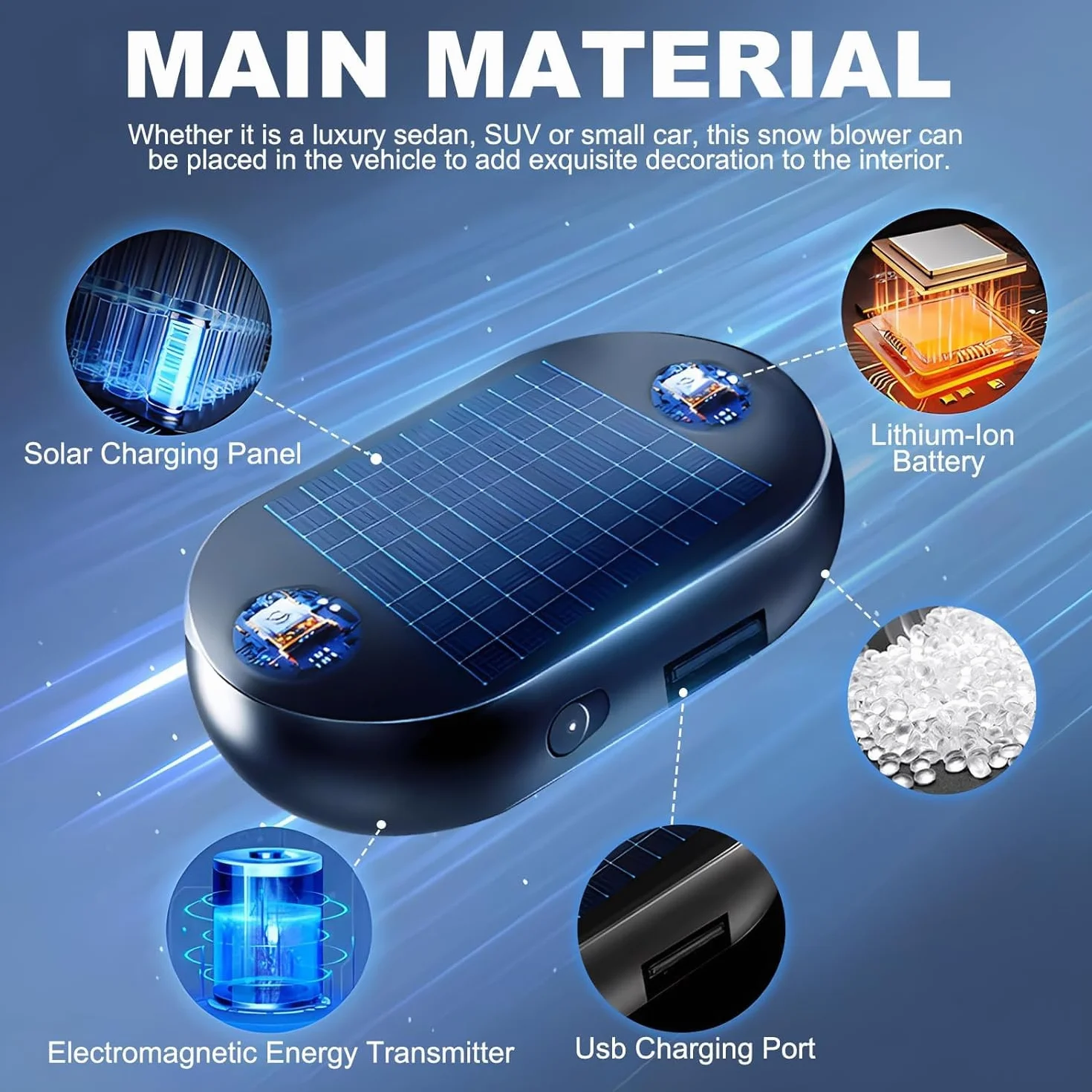 Eliminador de nieve solar electromagnético anticongelante para coche