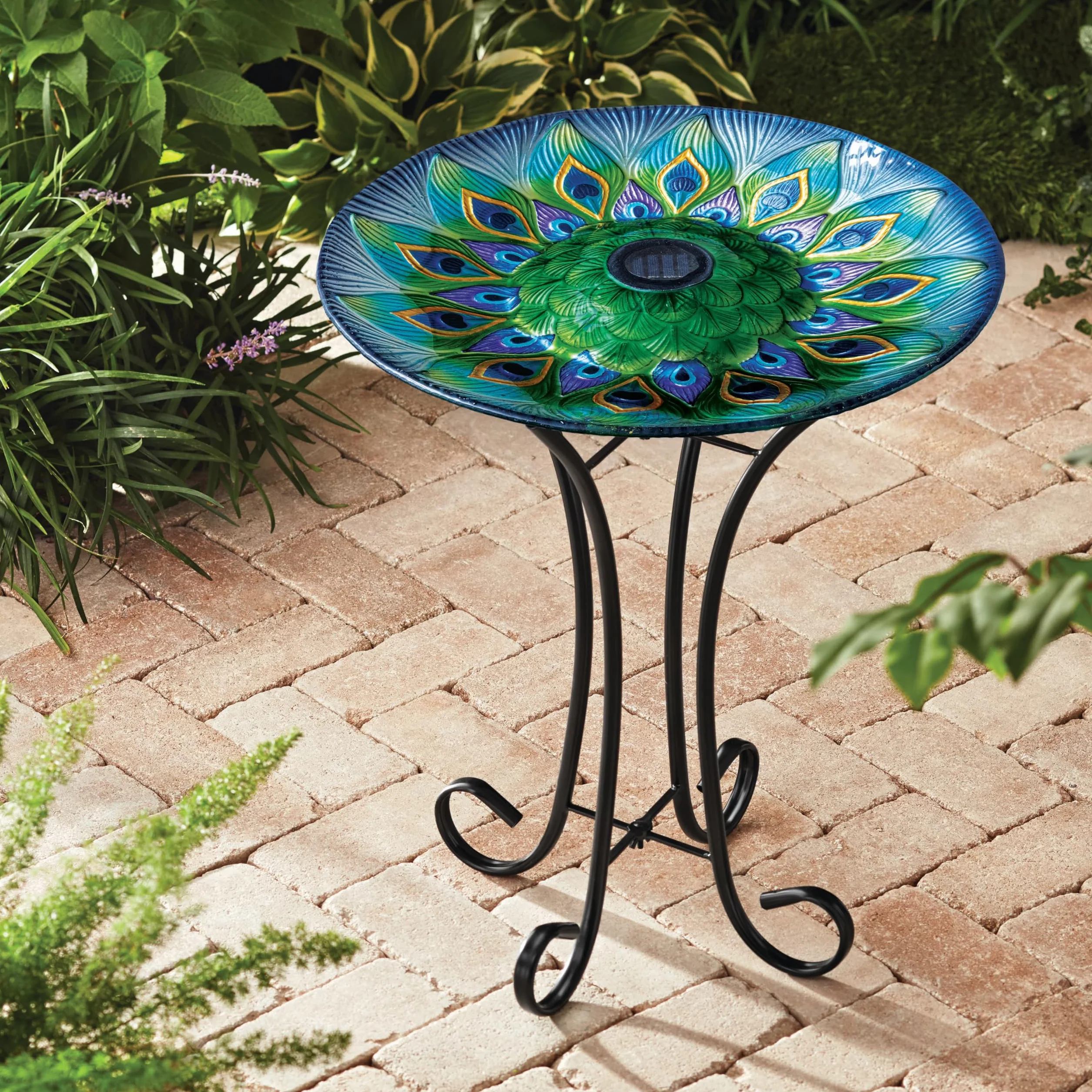 Teamson Home Baño para pájaros de Cristal diseño Pavo Real Multicolor