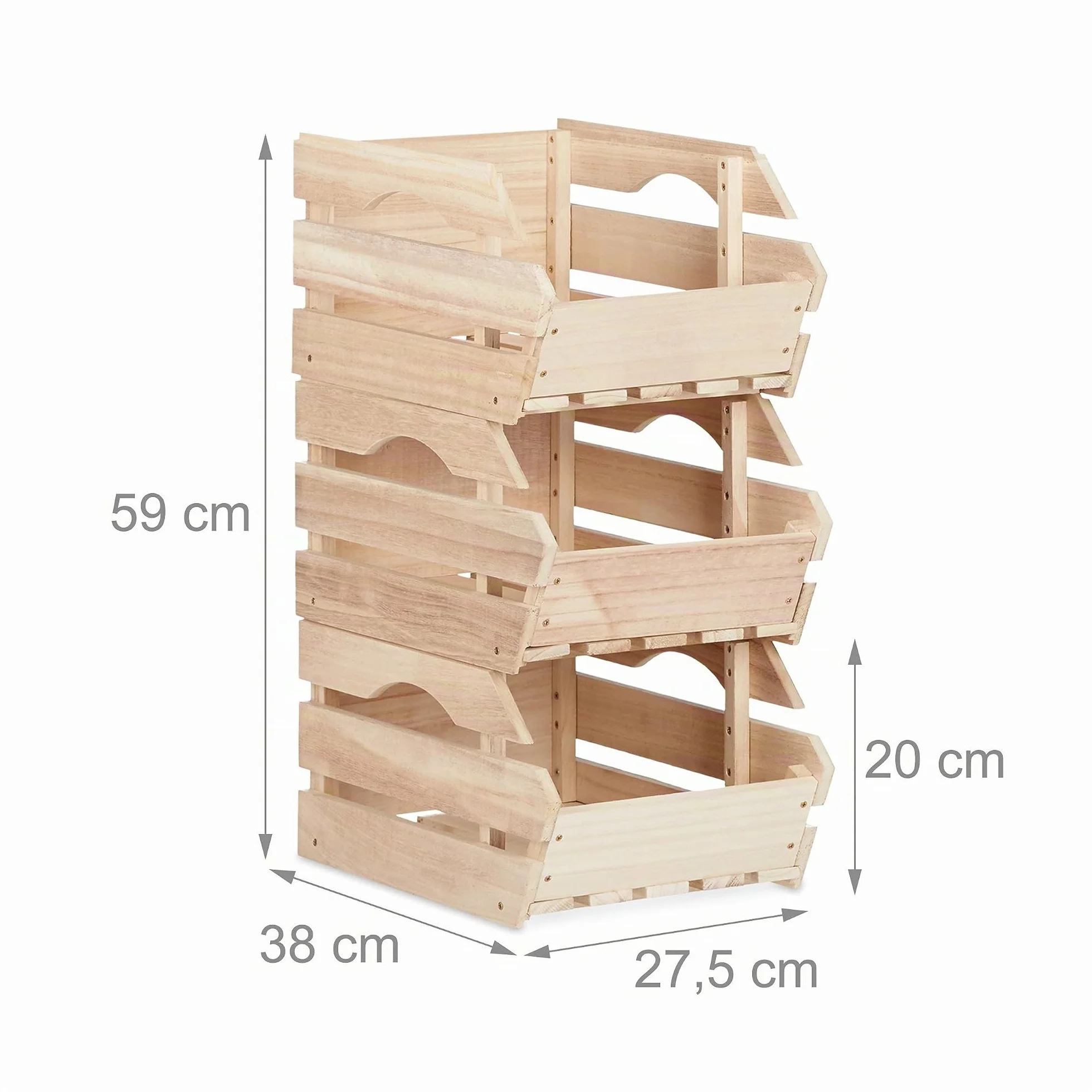 Relaxdays Cajas apilables de Madera 20x27,5x38 cm 3 Uds Marrón