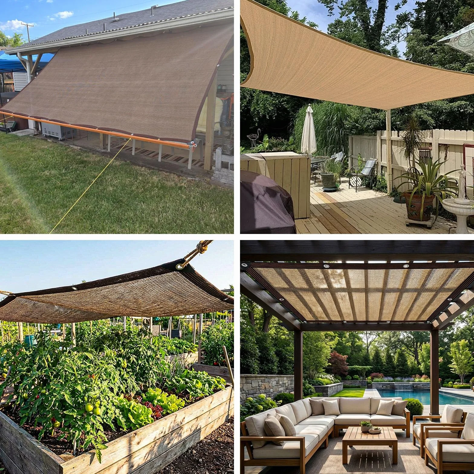 Malla de Sombreo 80% Tela de Sombra para Jardín Exterior con Ojales Marrón 3x4m