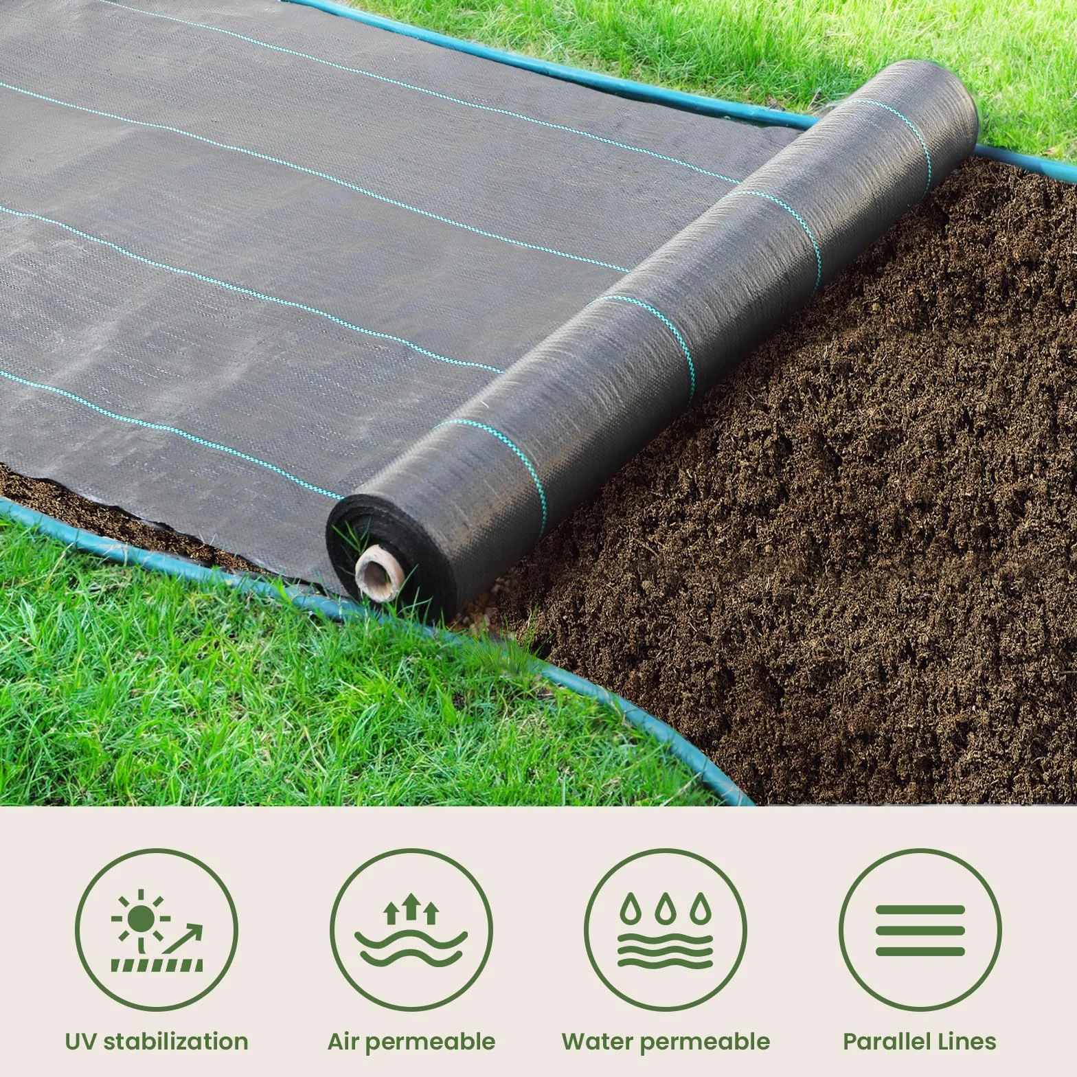 3 x 25 m Malla Antihierbas, Malla contra Malas Hierbas, 70 g/m² Geotextil, Protección césped Artificial, Lona antimalezas jardín, Anti-UV, Negro