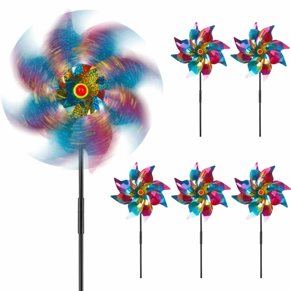 Shyllin Molino de Viento Reflectante 53cm Ahuyenta Pájaros Antipalomas para Jardín, Balcón