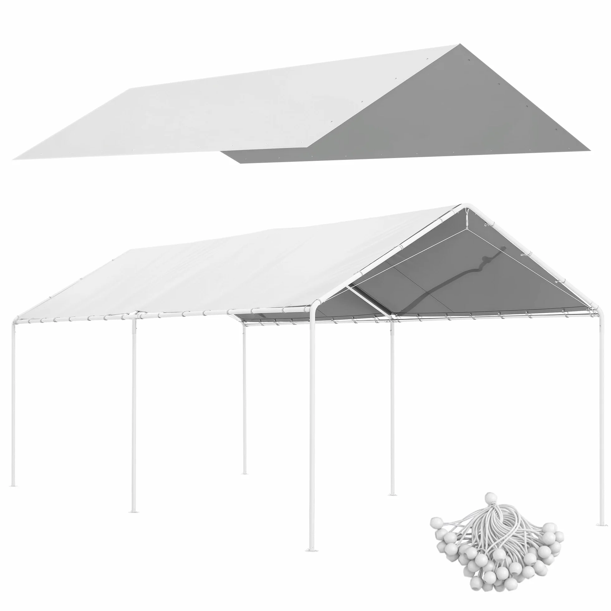 Outsunny Manta de Repuesto 6x3 m Anti-UV para Cochera Polietileno Blanca