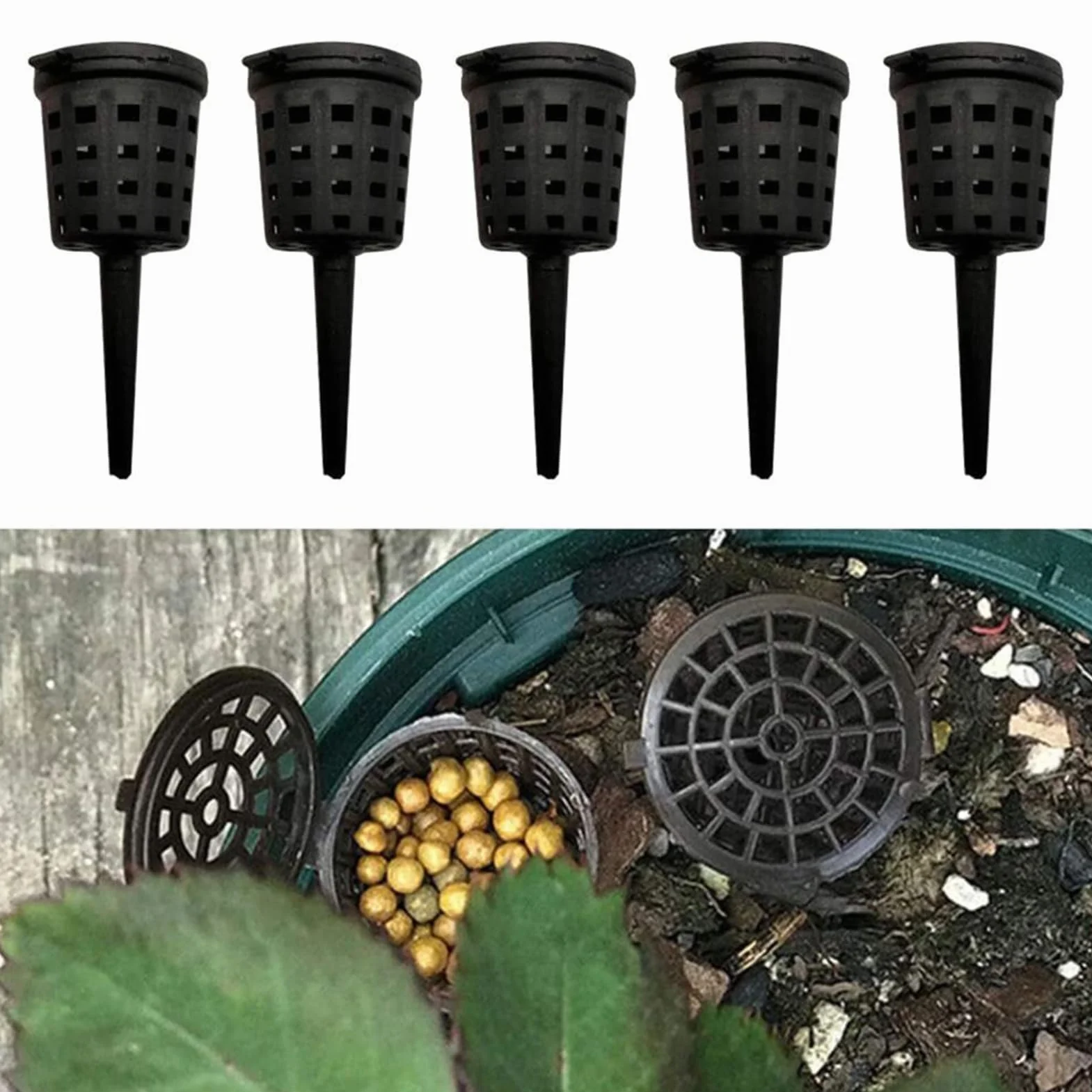 Cestas de fertilizante con tapa 10 unidades portátiles para fertilizantes de larga duración cesta de abono para bonsái jardinería interiores exteriores