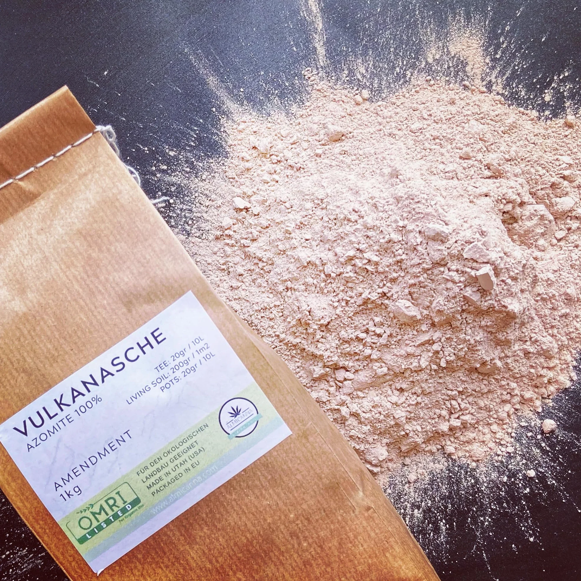 AZOMITE Ceniza volcánica 1 kg Activador natural del suelo rico en minerales y oligoelementos