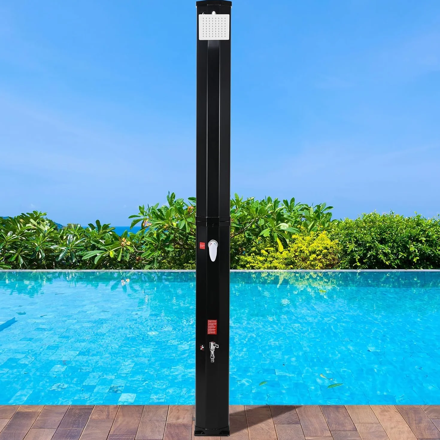Ducha Solar 40 litros 225cm Jardín Cabezal Giratorio Agua Caliente 60°C sin Conexión Eléctrica