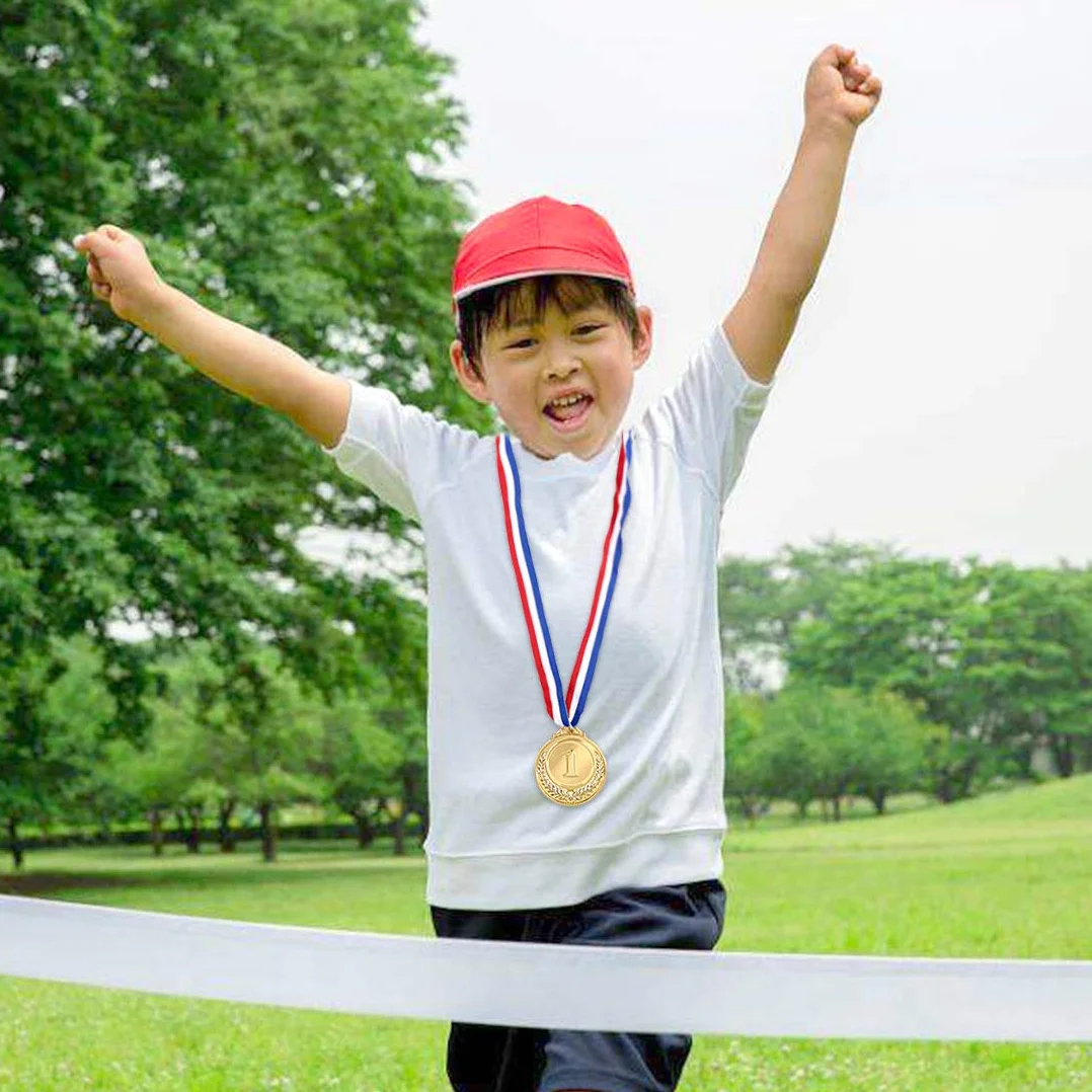 Swpeet Medallas de metal dorado y plata bronce con cinta olímpico 1er segundo tercer lugar
