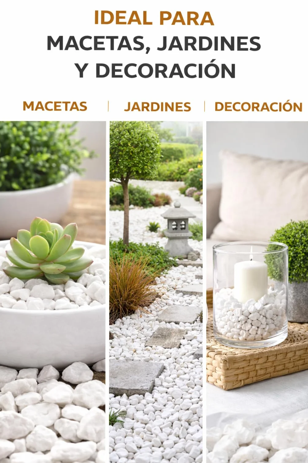 Piedra Grava Blanca Bolsa 2kg Decorativa para Jardín Macetas 8-12 mm Blanco