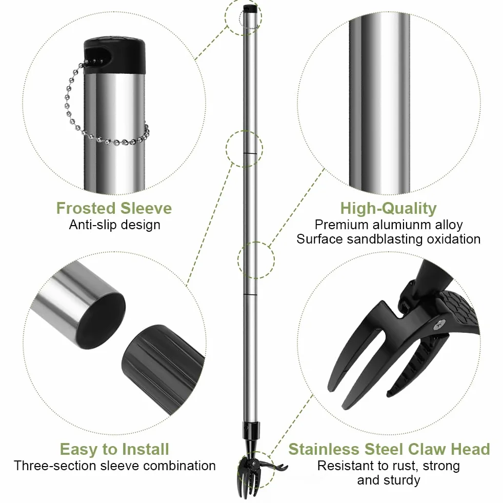 OFFCUP Extractor de Malezas Manual 100cm Mango Largo Deshierbe Jardín Negro