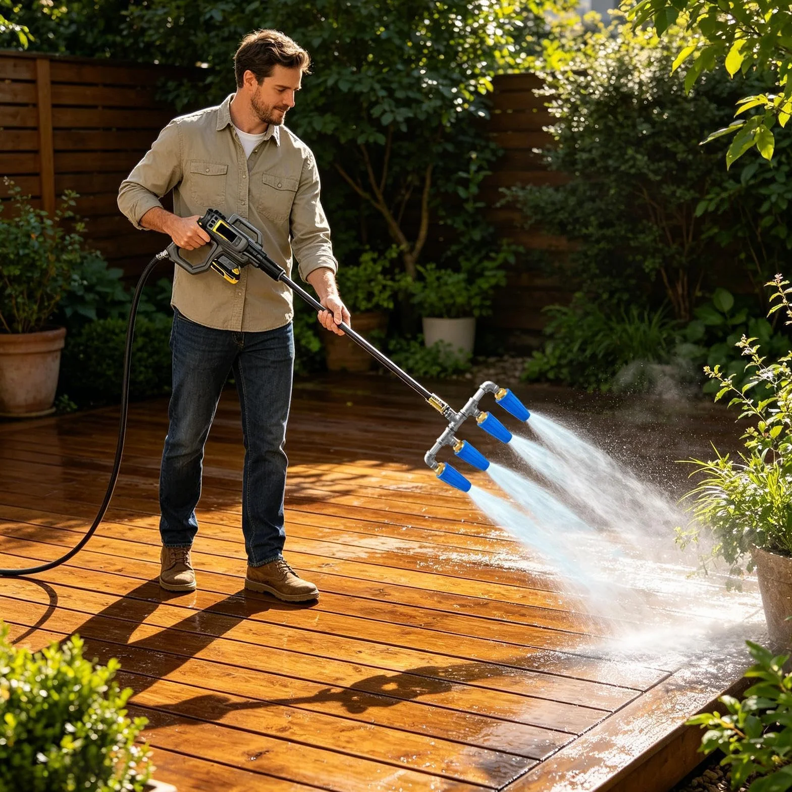 Boquilla Manguera Jardín Alta Presión ergonómica en acero inoxidable | Boquilla Manual para Manguera de Alta Presión Lavado coches, jardín, limpieza patios y garaje