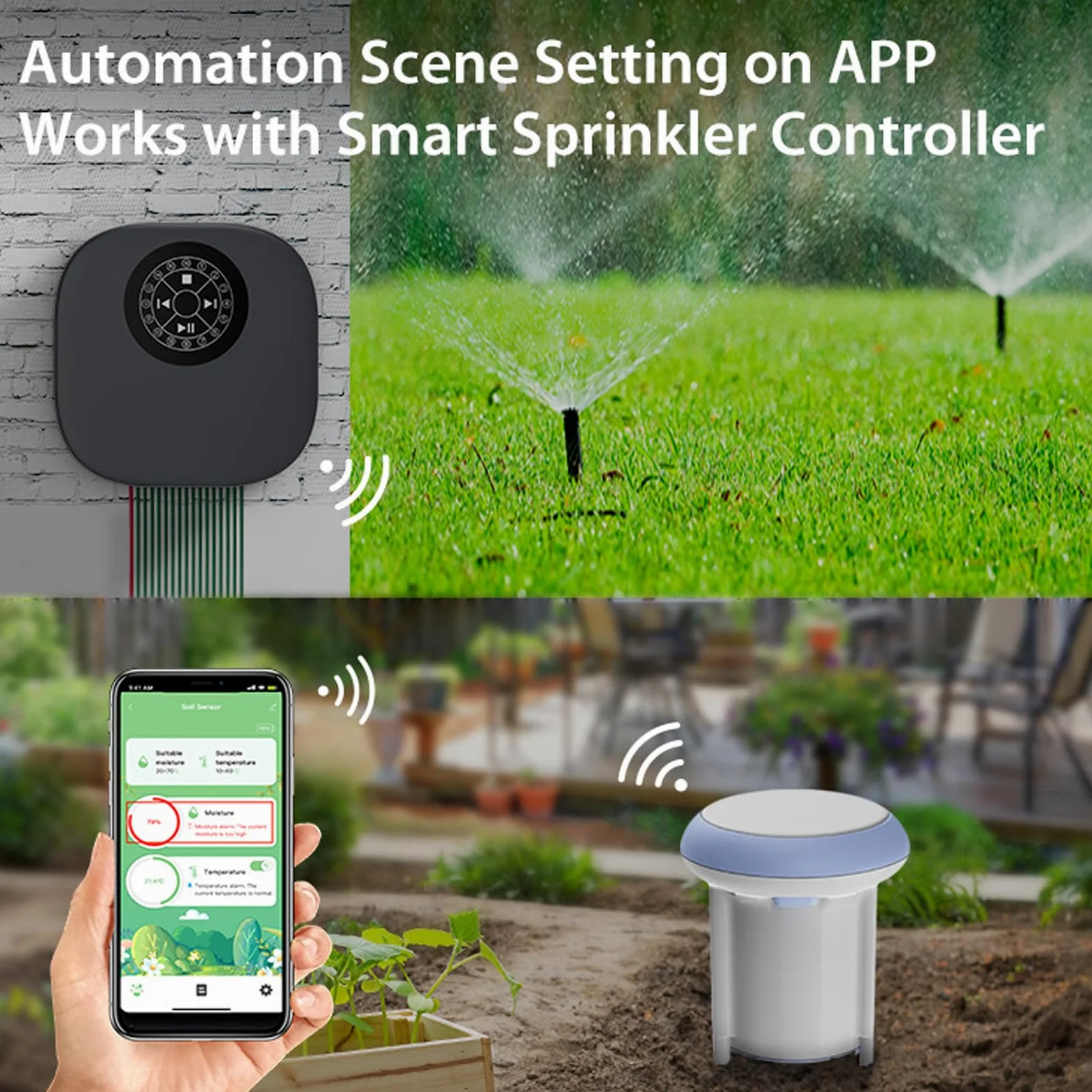 Luocute Sensor Inteligente de Humedad y Temperatura del Suelo, Wi-Fi, 5.0, IP66, Resistente Al Agua, Monitor para Plantas de Interior y Exterior, Comprobador de Temperatura y
