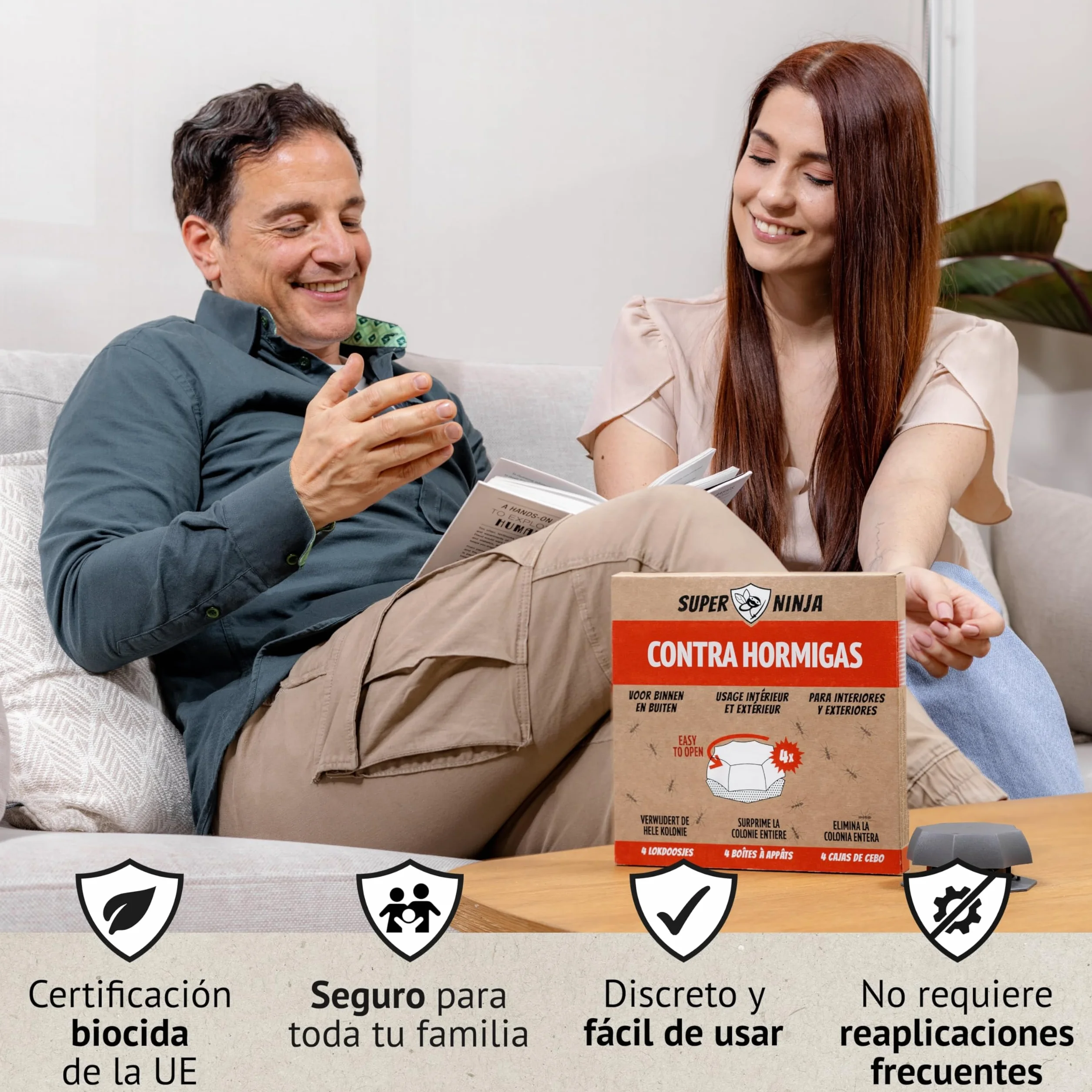 Trampa para Hormigas Pack 4 Unidades - Mata Hormigas con Cebo Anti Hormigas para Interior y Exterior