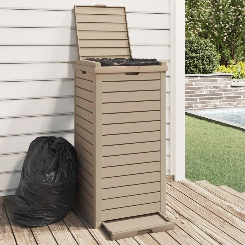 vidaXL Cubo de Basura Exterior Polipropileno marrón Claro 41x41x86 cm