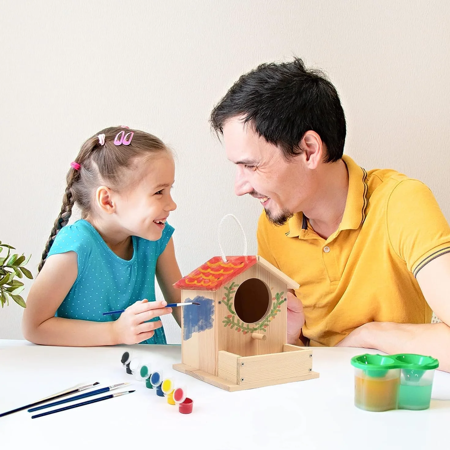 LotFancy Casa Madera Pájaros para Pintar, Casa Pájaros Exterior DIY, Juego Manualidades Madera