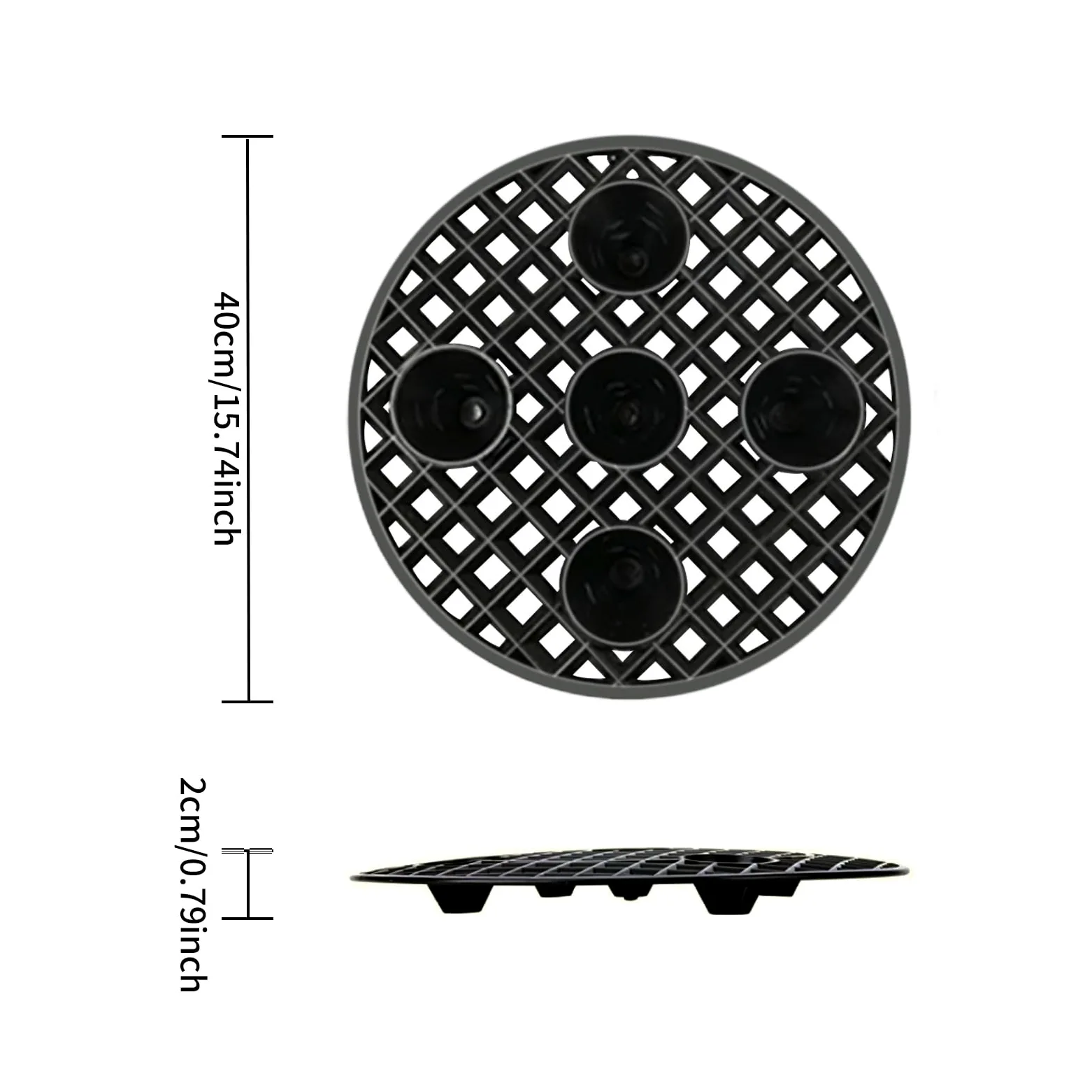 BigKing - Juego de 6 elevadores de macetas redondas negras para proteger el interior y el exterior en la terraza (40 cm)