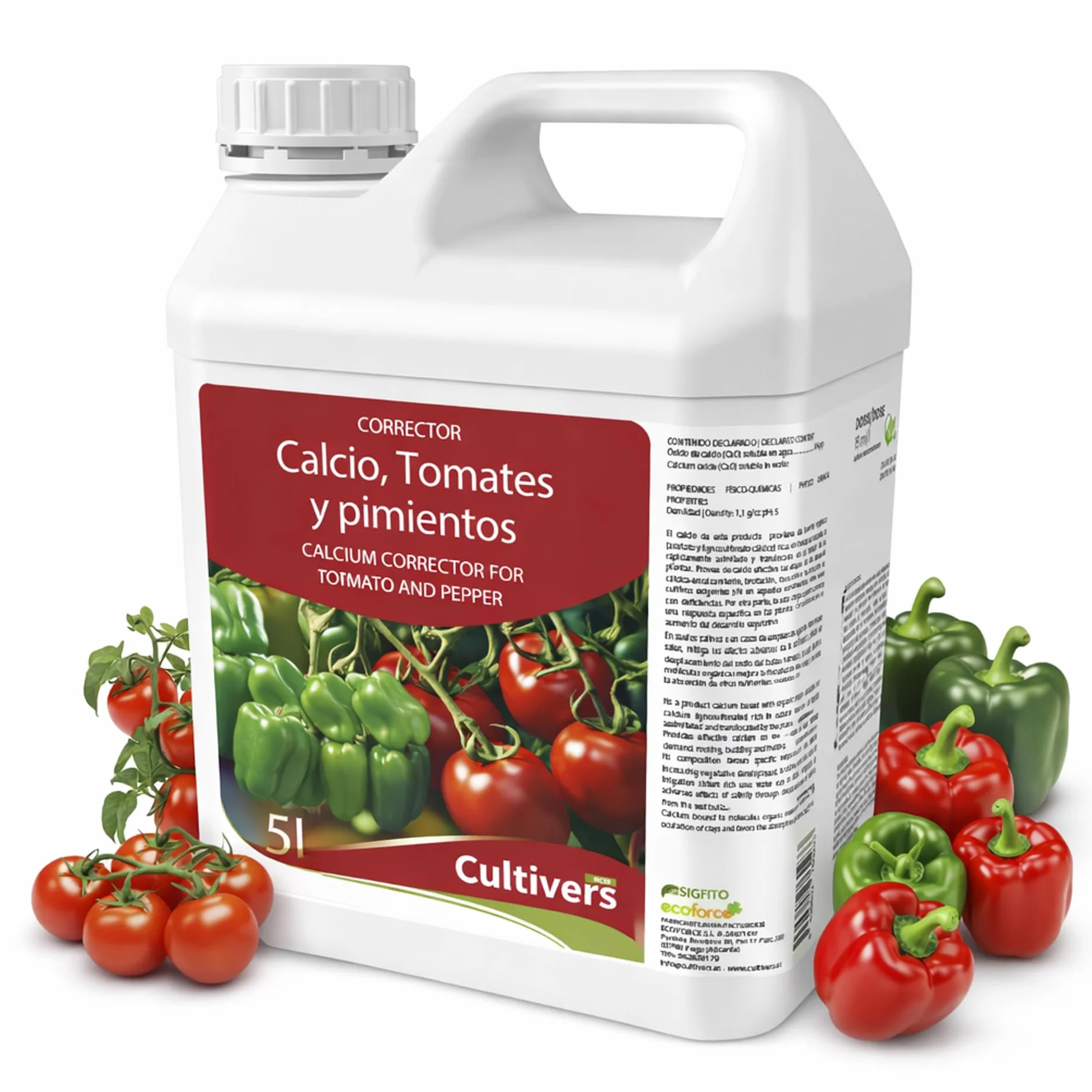 CULTIVERS Calcio Líquido para Tomates y Pimientos 5 L Abono Líquido con Calcio para Cultivos Hortícolas