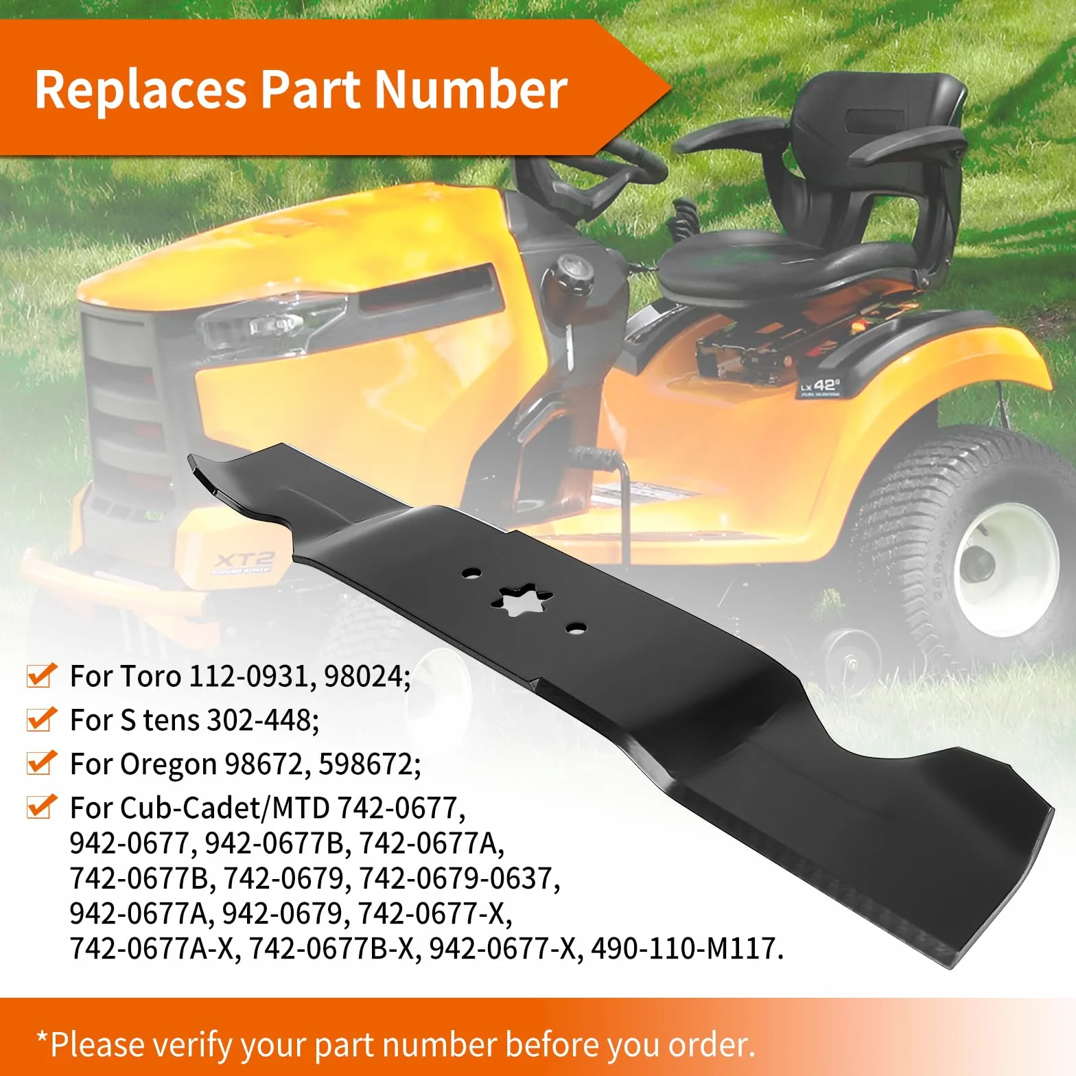 Cuchillas de cortacésped 942-0677 aptas para cubierta Cub Cad et 54 pulgadas, cuchillas de mantillo 942-0677B aptas para tractor de césped MTD Cub Cad et Craftsman Toro de 54 pulgadas