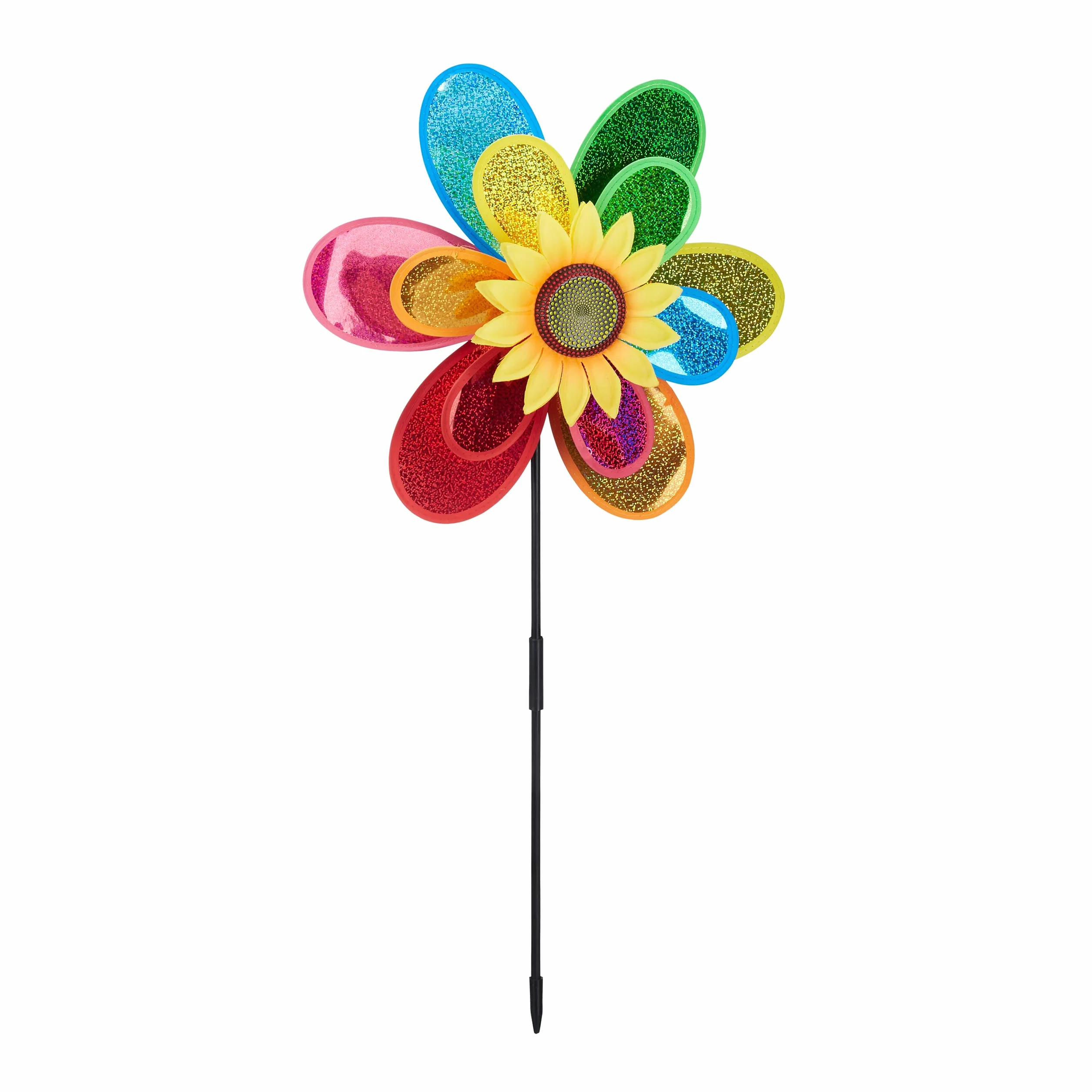 Relaxdays Molinillo de Viento Flor Jardín Terraza Poliéster Multicolor 74,5 x 37,5 x 14 cm