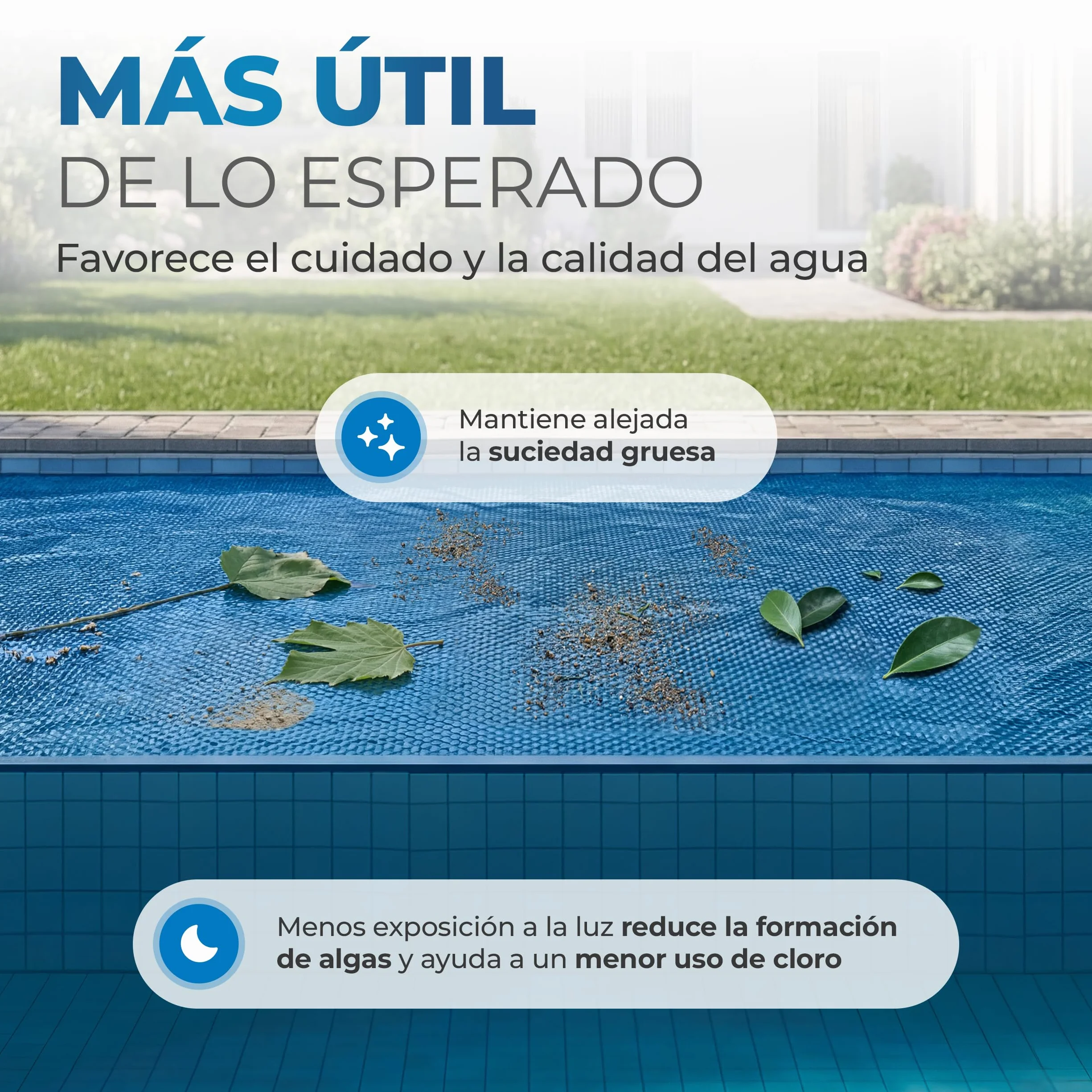 Miganeo Premium Lona solar para piscina 549 x 274 cm rectangular color negro azul recortable térmica