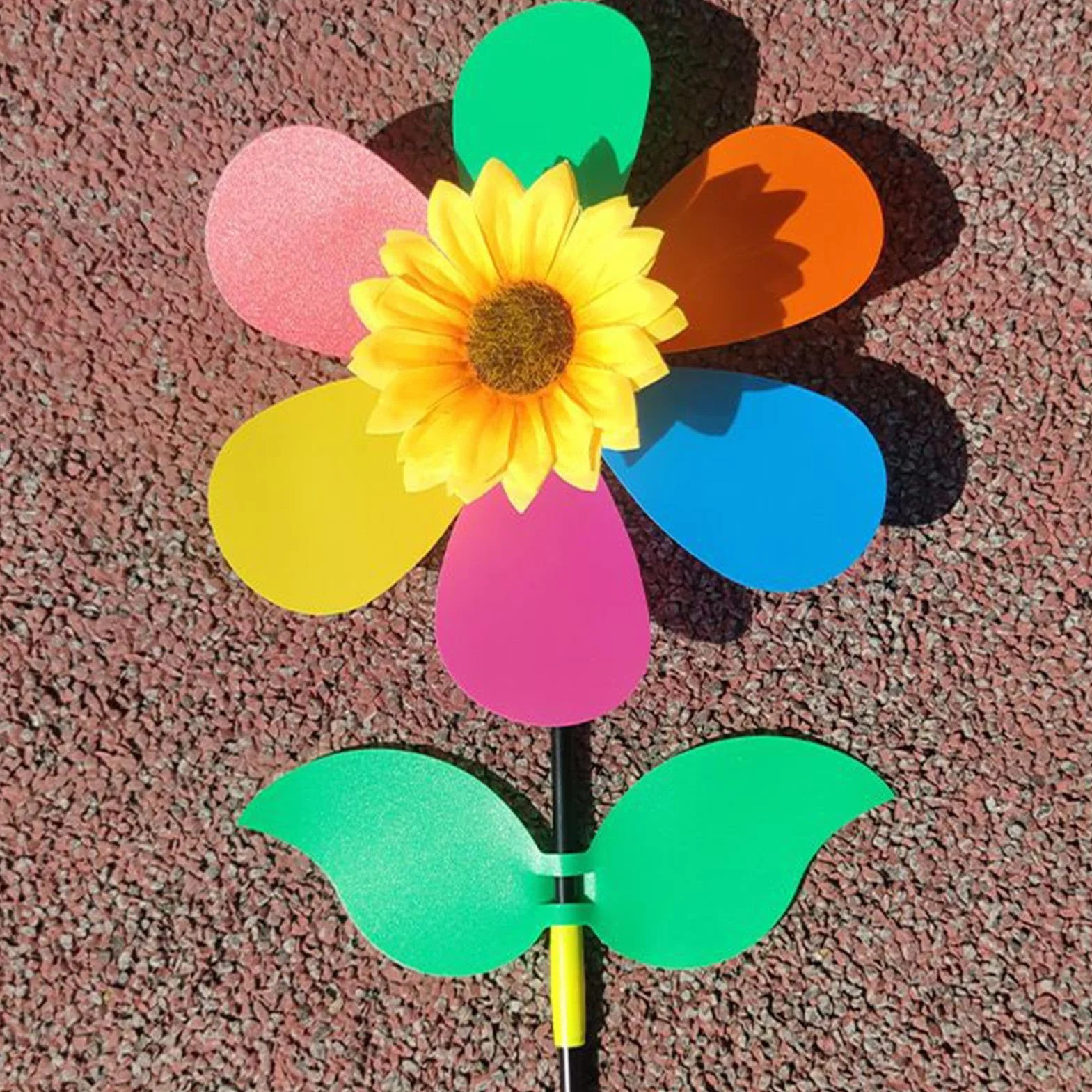 Girasol giratorio para patio y jardín, molinillos de viento al aire libre, girasol, molino de viento, adorno de estaca impermeable, decoración para patio, puerta delantera, niños y exteriores