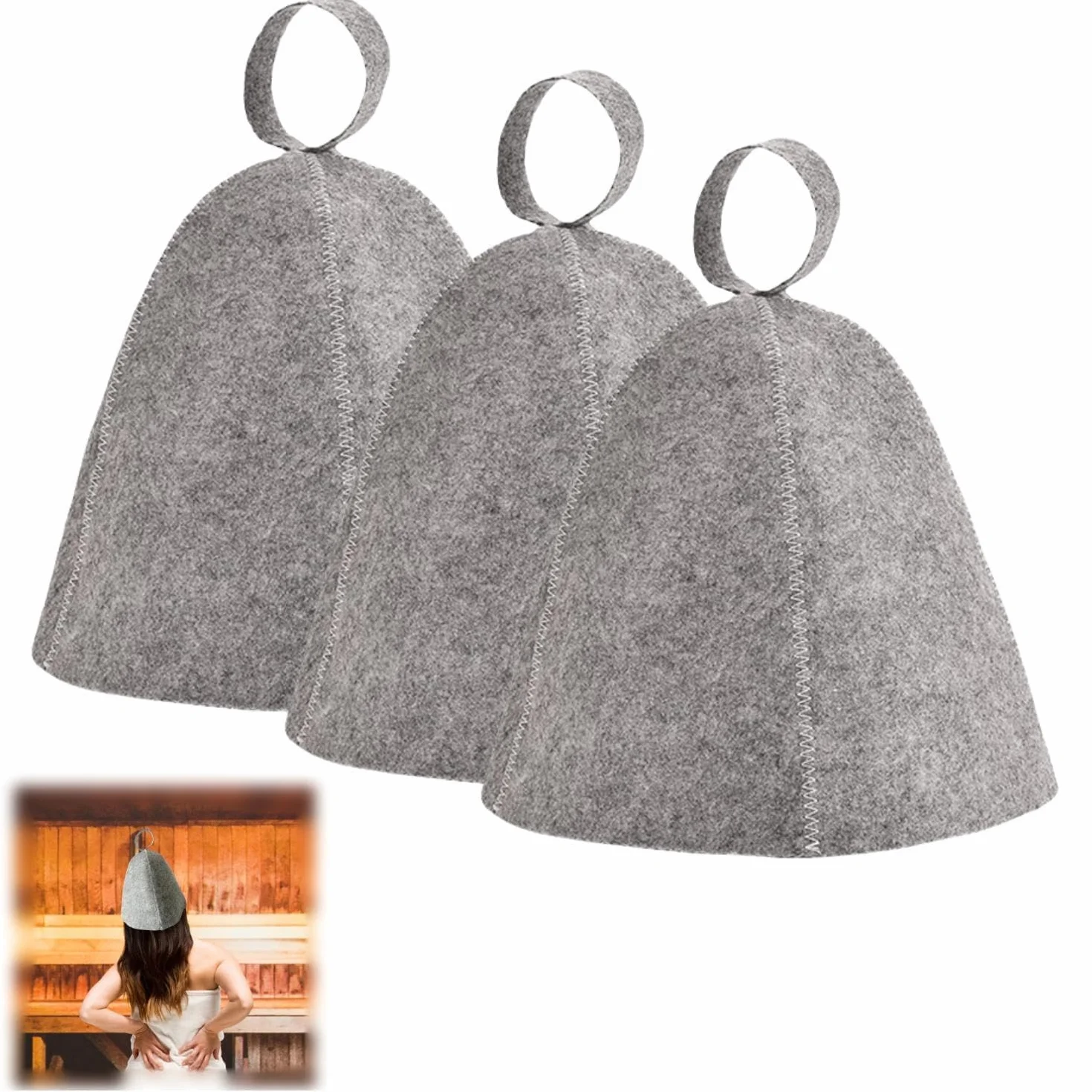 Gorro de fieltro para sauna, 3 unidades, gorro de fieltro, gorro de sauna, gorro de fieltro para sauna, gorro de fieltro, gorro de sauna, gorro de fieltro, gorro de sauna, accesorio para la cabeza