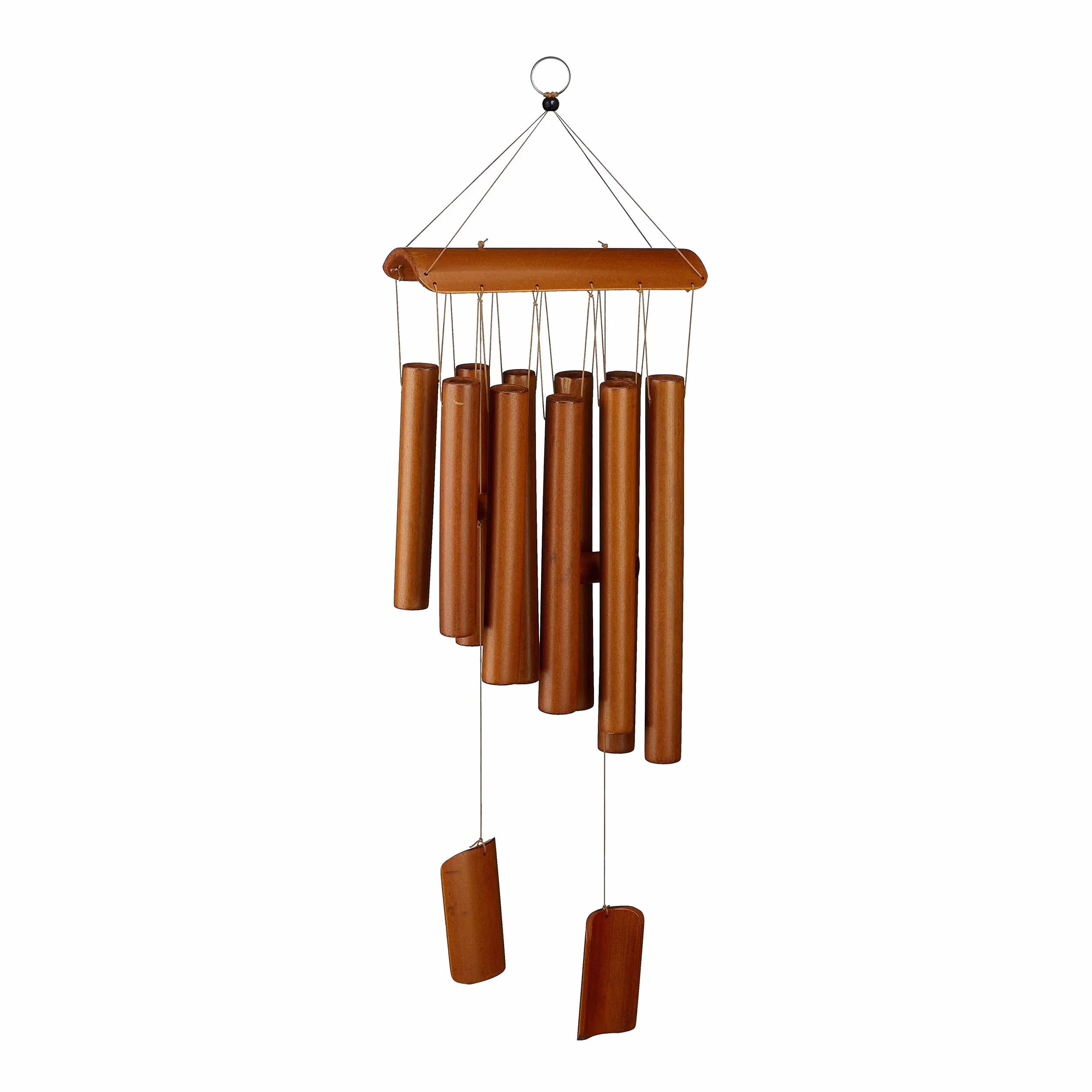 Relaxdays Carillón de Viento de Bambú 58,5x18,5 cm Natural Decoración Colgante