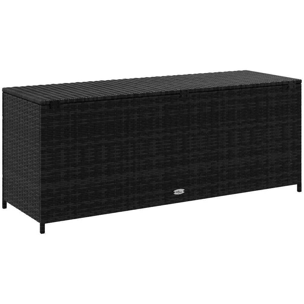 Caja de almacenaje para muebles de jardín, de polirratán, 150 x 50 x 60 cm, color negro
