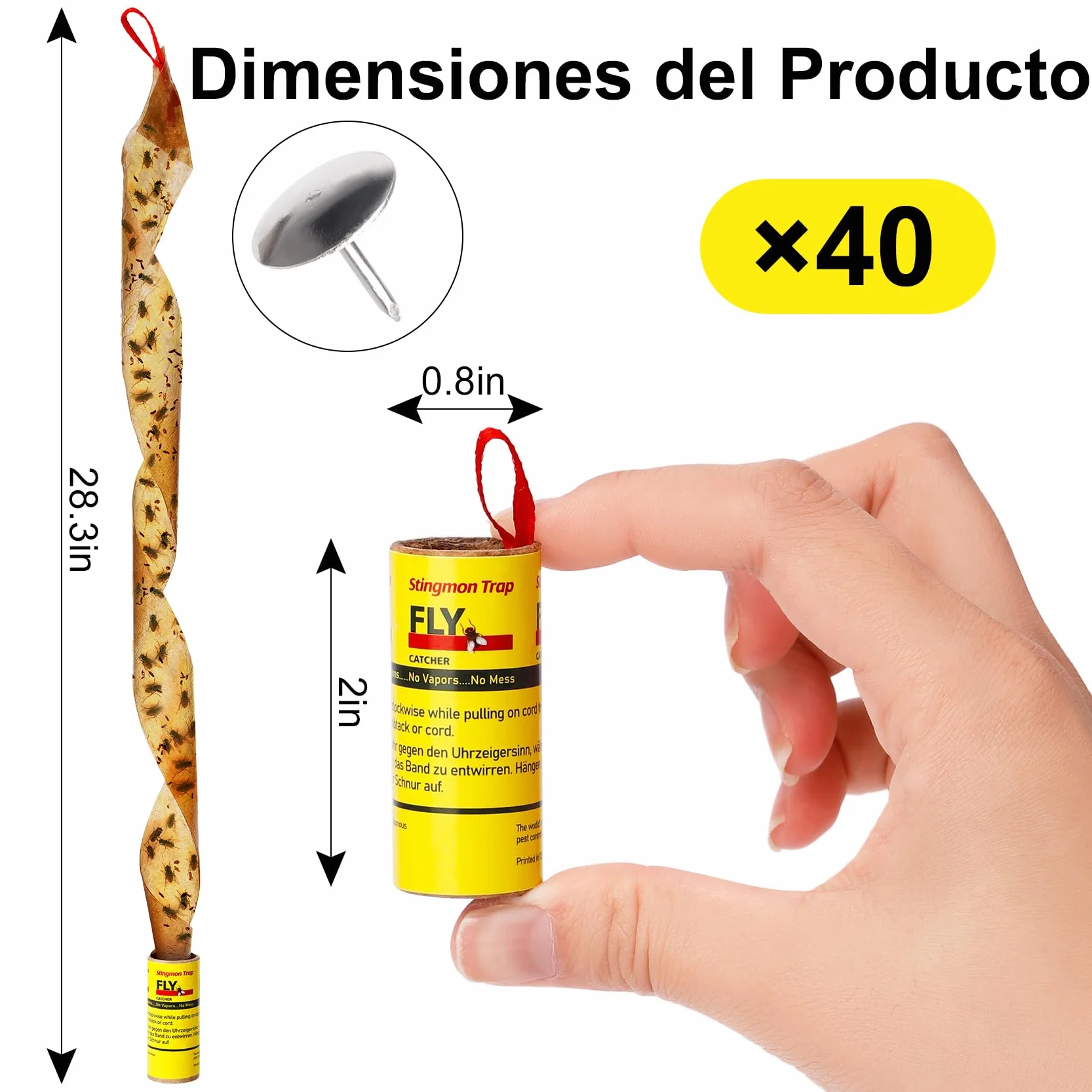 Atrapa Moscas Papel Mosquero Pegajoso 40 Piezas para Moscas de la Fruta, Interior y Exterior