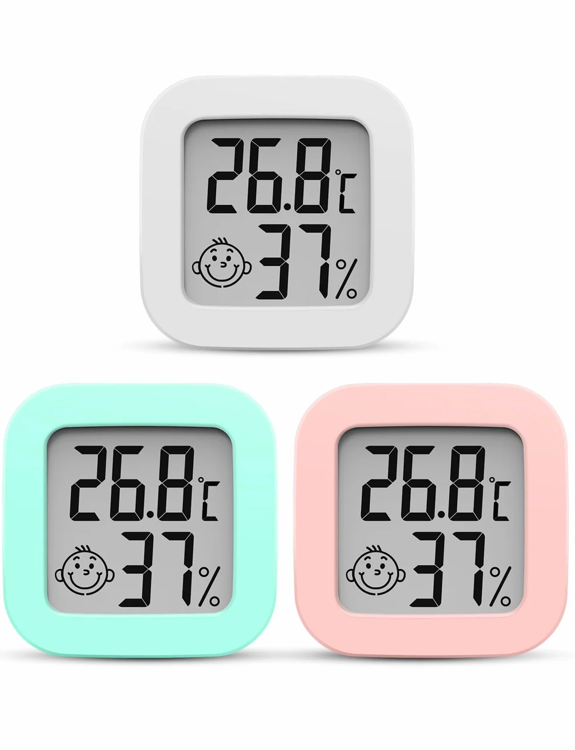 Mini Termómetro Higrómetro Digital Medidor de Temperatura y Humedad, Termohigrómetro de Interior (3 Piezas)