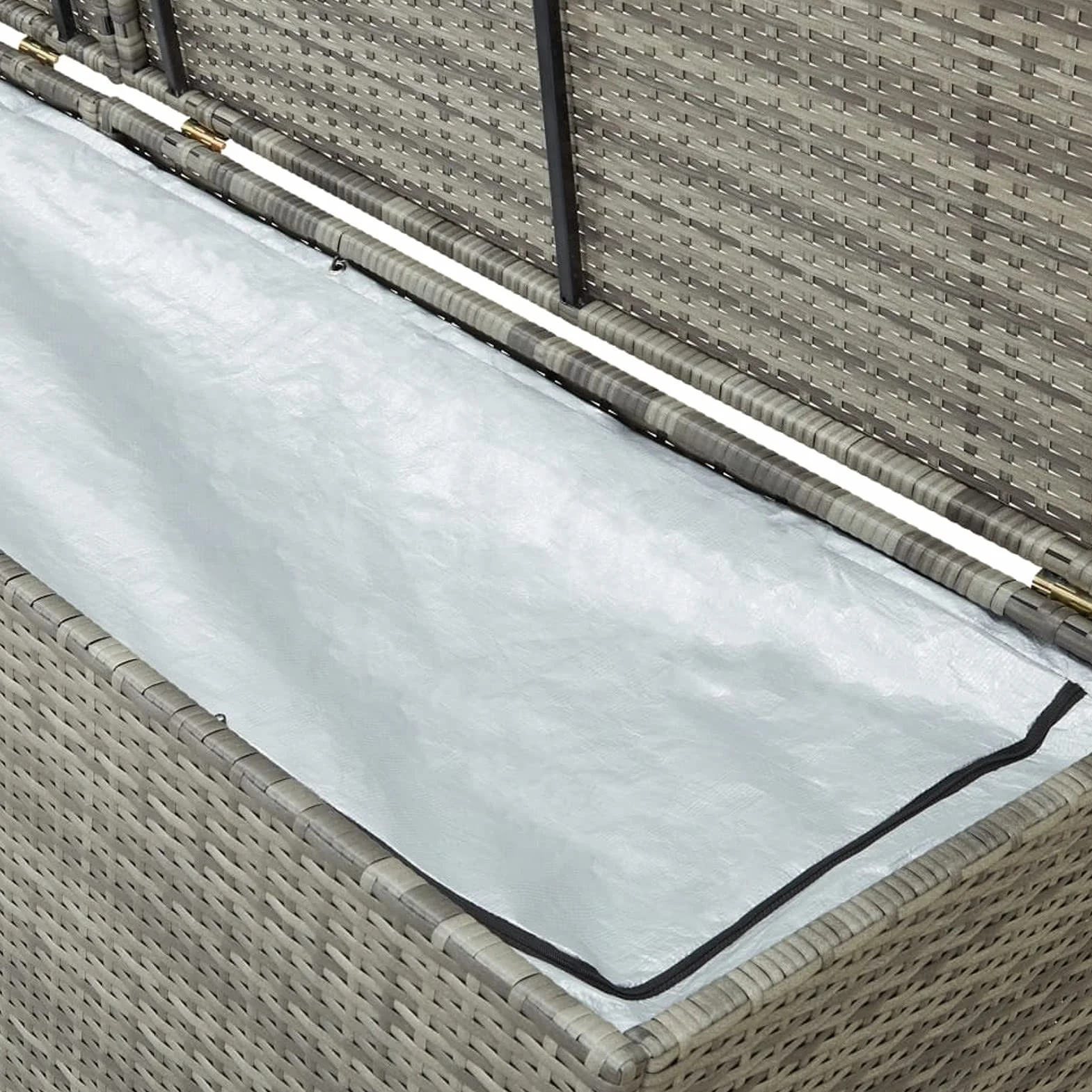 IKAYAA Baúl de Exterior Ratán PE 200x50x60 cm Gris