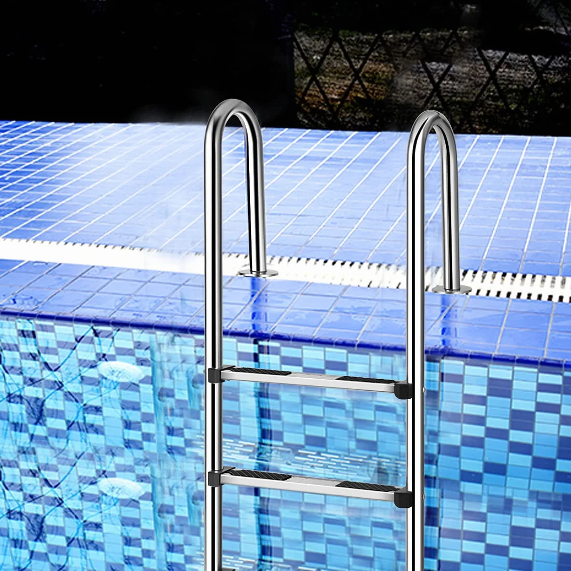 GOPLUS Escalera de Piscina Acero Inoxidable 3 Peldaños Antideslizante 150 kg 135x50x26 cm