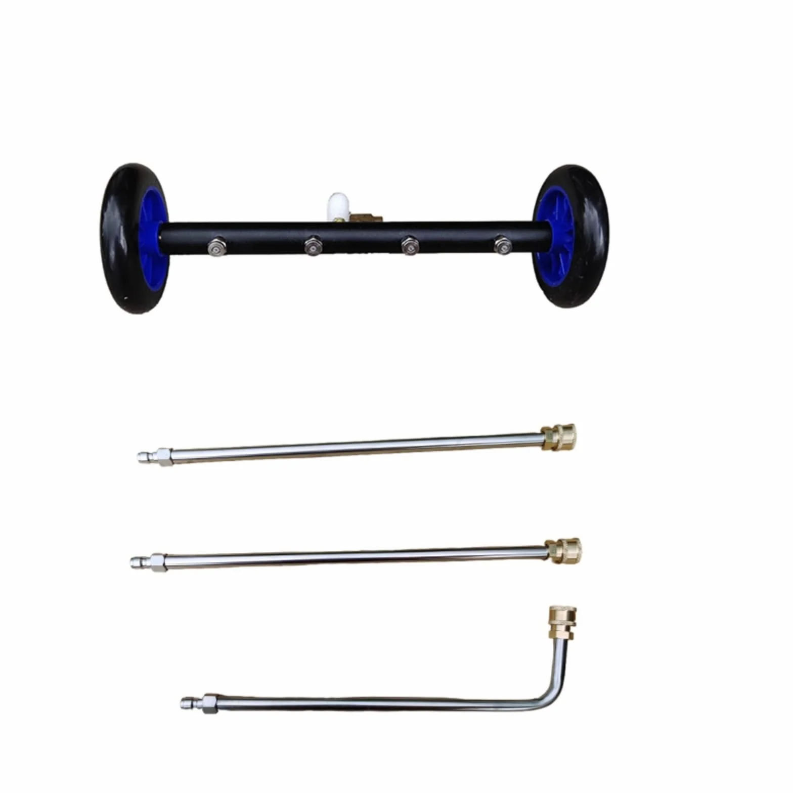 Limpiador Alta Presión con Ruedas Ajustable Tobera Tubo Alta Presión Multifuncional Pistola con Conexión Rápida 1/4 Pulgadas, Azul