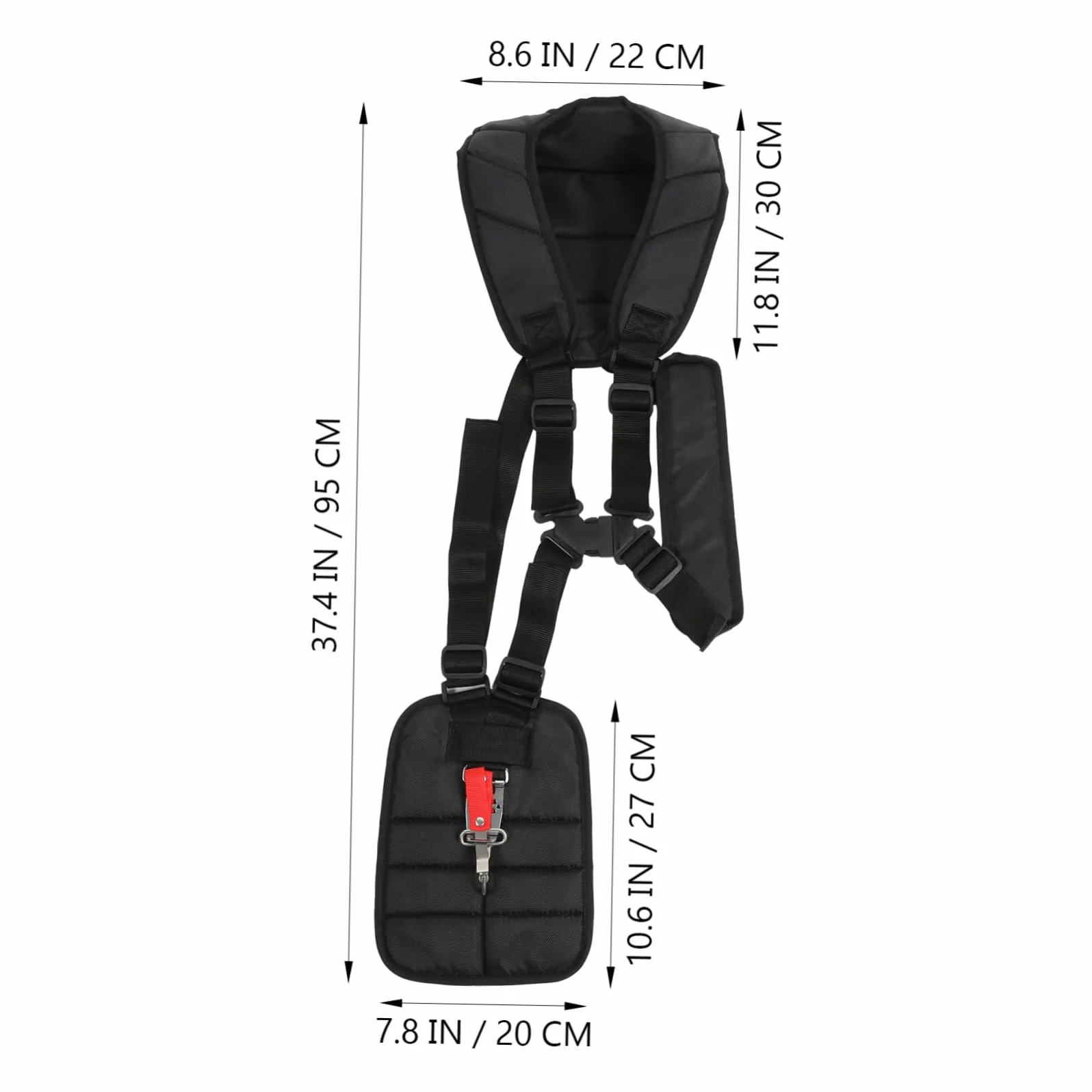 Gatuida Correa de Nylon para Desbrozadora con Doble Hombro, Gancho de Transporte y Abrazaderas, Uso Cómodo y Fácil de Colocar para Cortacésped y Desbrozadoras